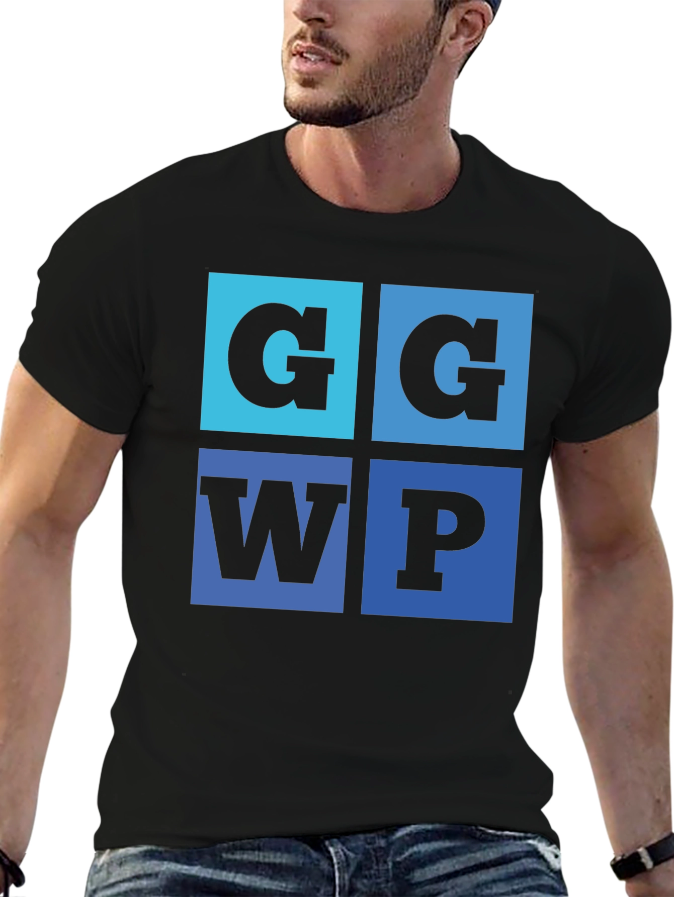 Black G G WP Graphic Tee - Cool Typography Design view 6