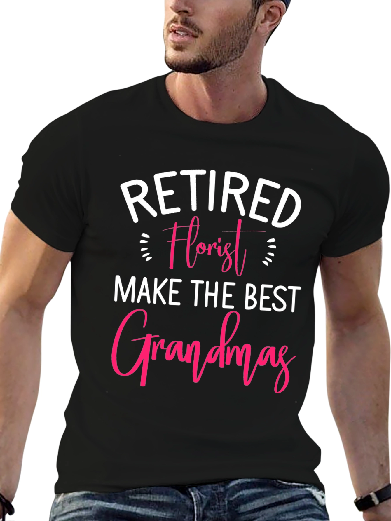 Black Retired Florist Grandma T-Shirt view 6