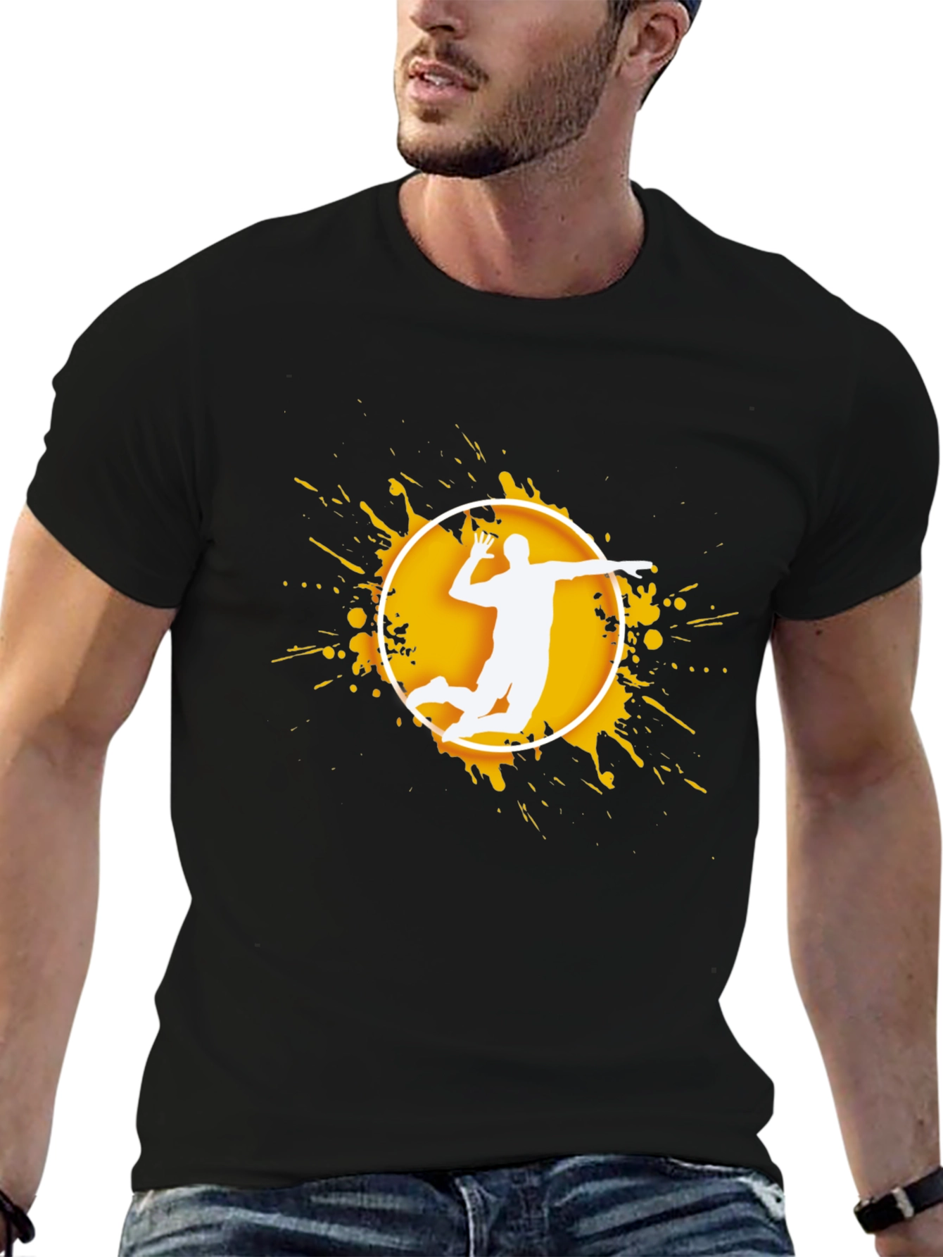 Black Volleyball Player Graphic T-Shirt view 6