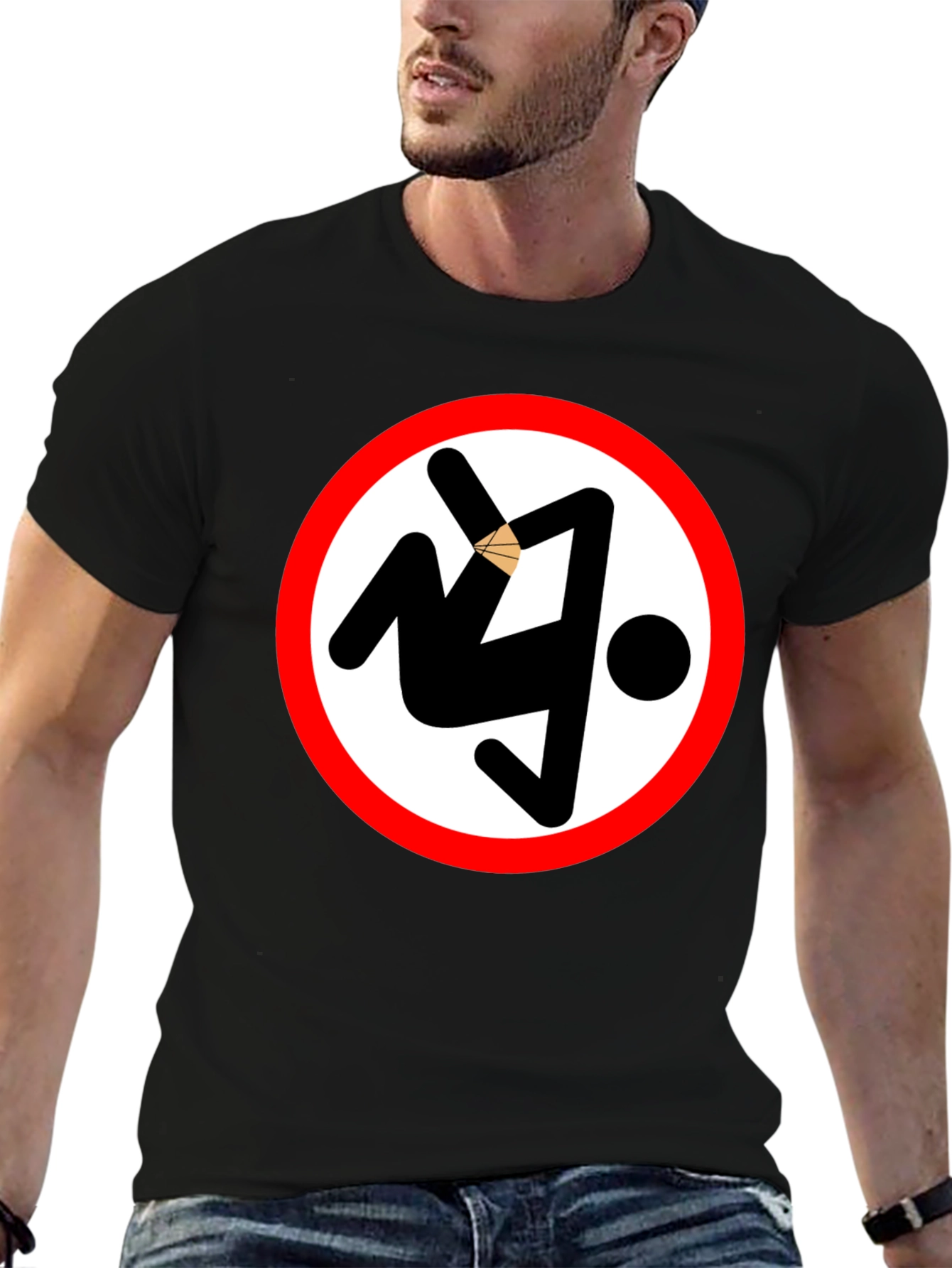 Black Anti-Woke T-Shirt: Gravity Defiance Symbol view 6