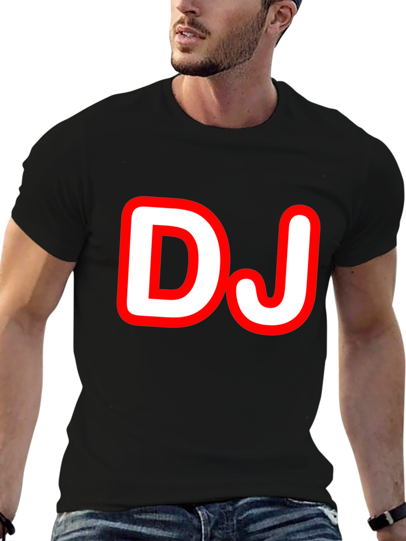 Black DJ Graphic Tee - Black Cotton T-Shirt view 6