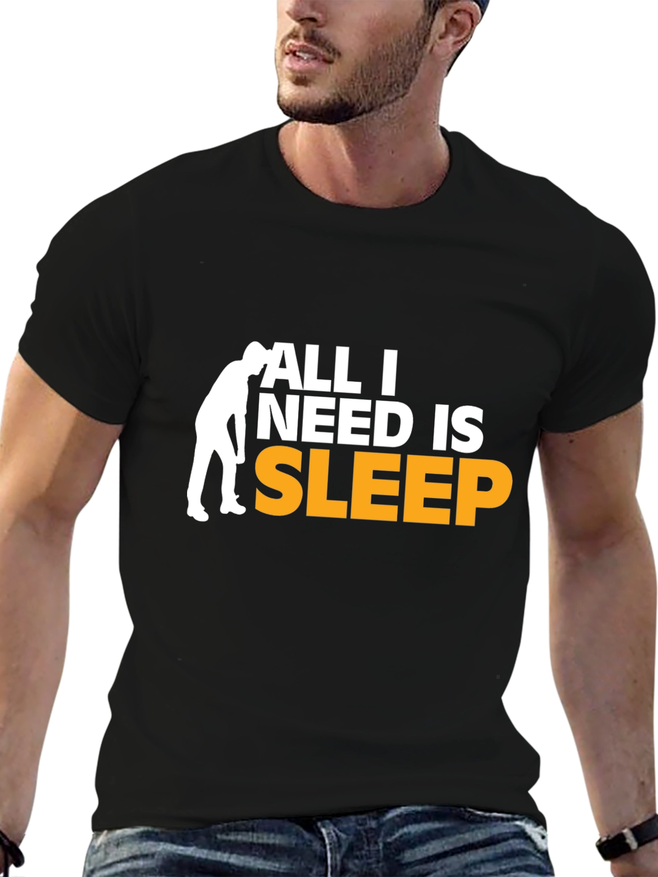 Black All I Need Is Sleep Graphic Tee - Black view 6