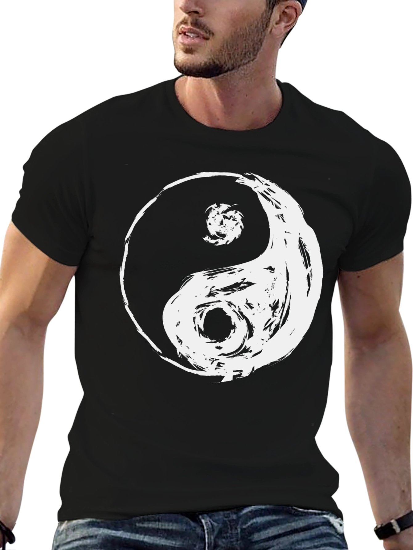 Black Yin Yang Graphic Tee - Men's Black T-Shirt view 6