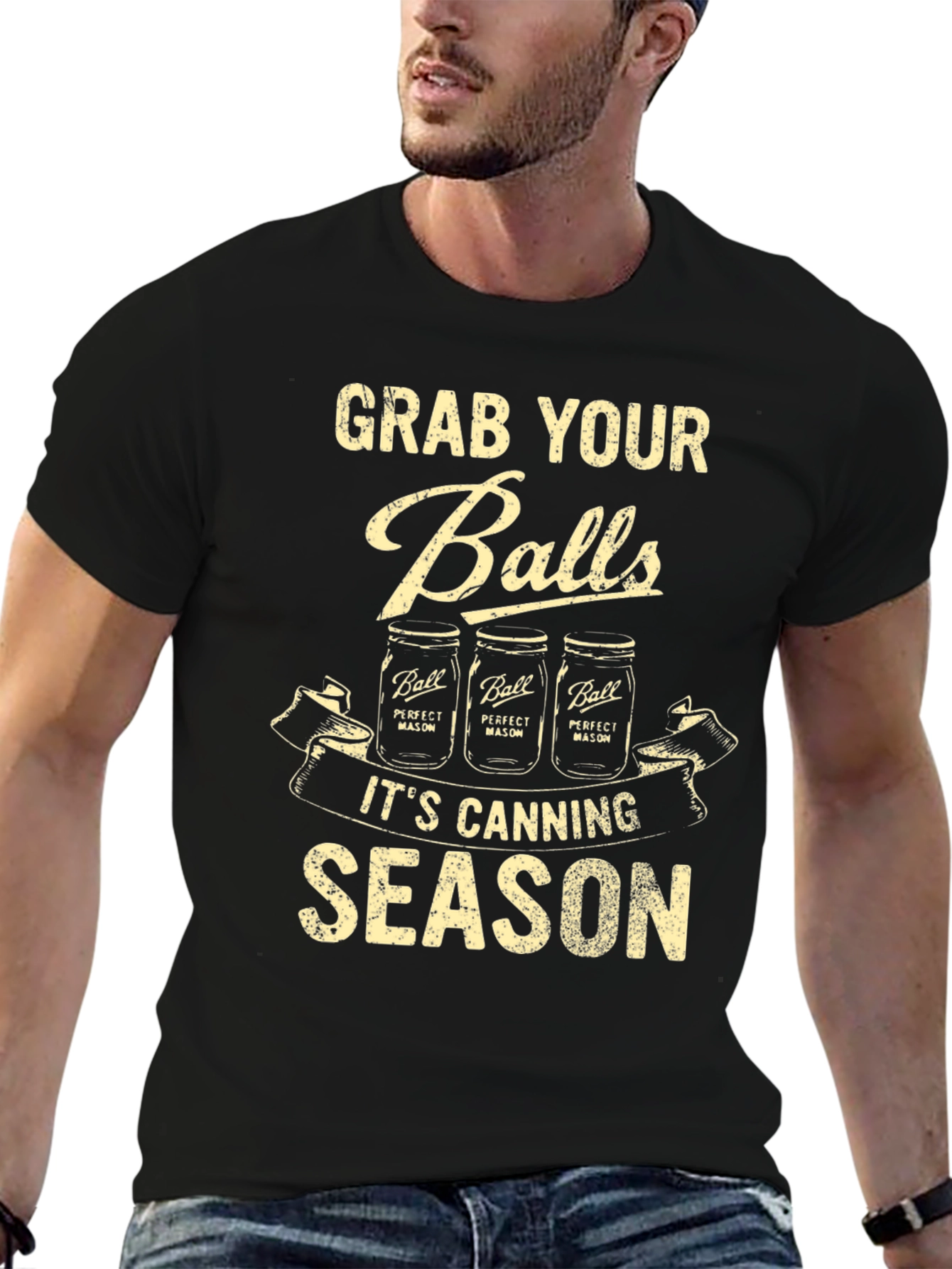Black Grab Your Balls Canning Season Graphic Tee view 6