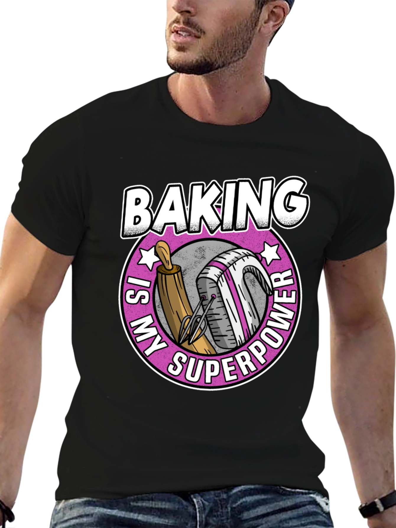 Black Baking Is My Superpower T-Shirt view 6