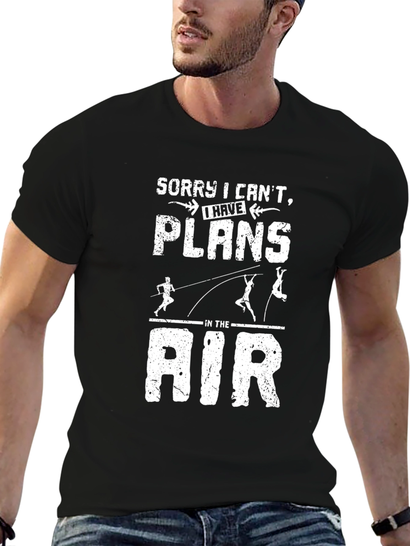 Black Pole Vaulting T-Shirt - Sorry, I Have Plans in the Air view 6