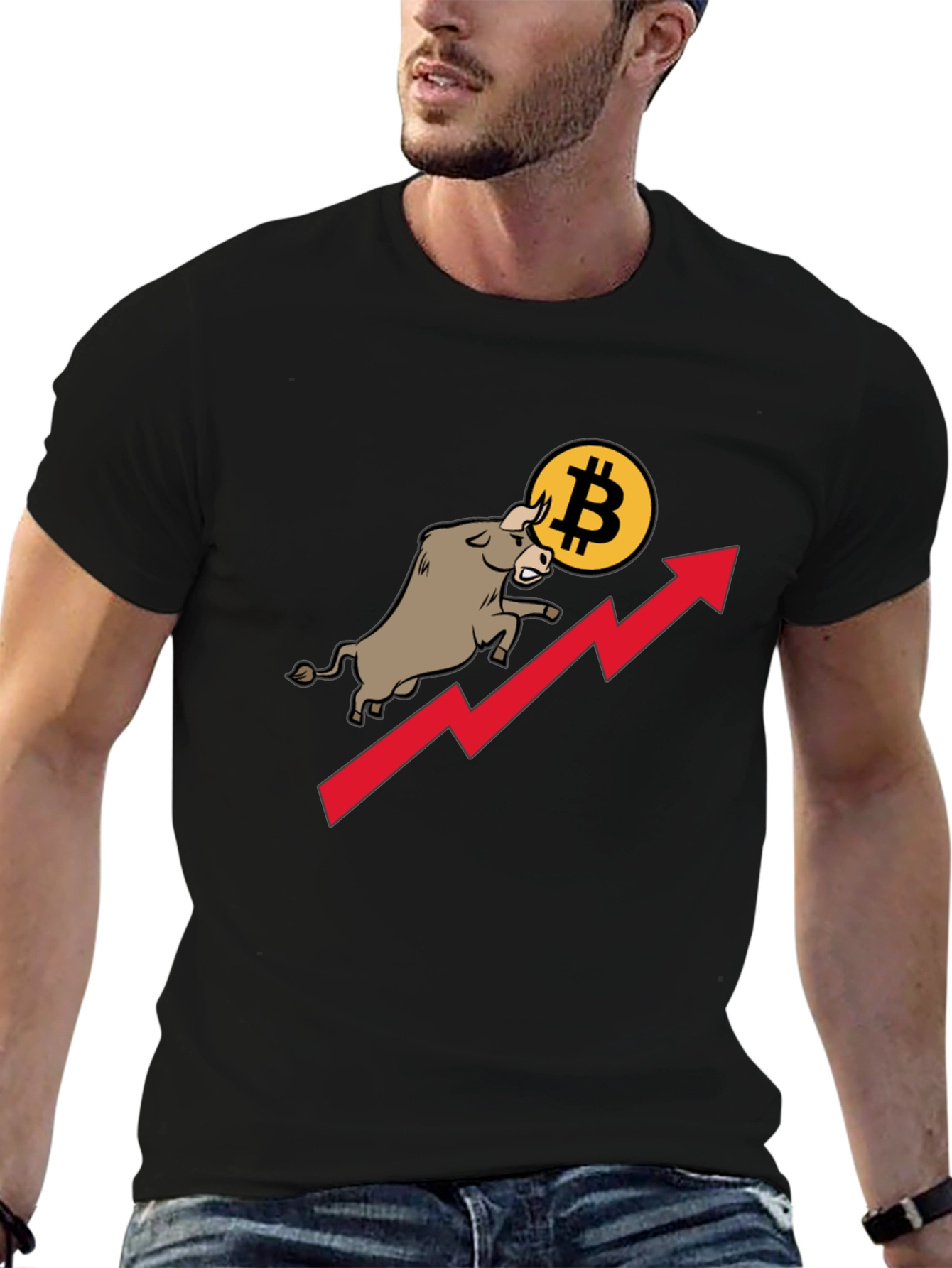 Black Bitcoin Bull Run Black T-Shirt view 6