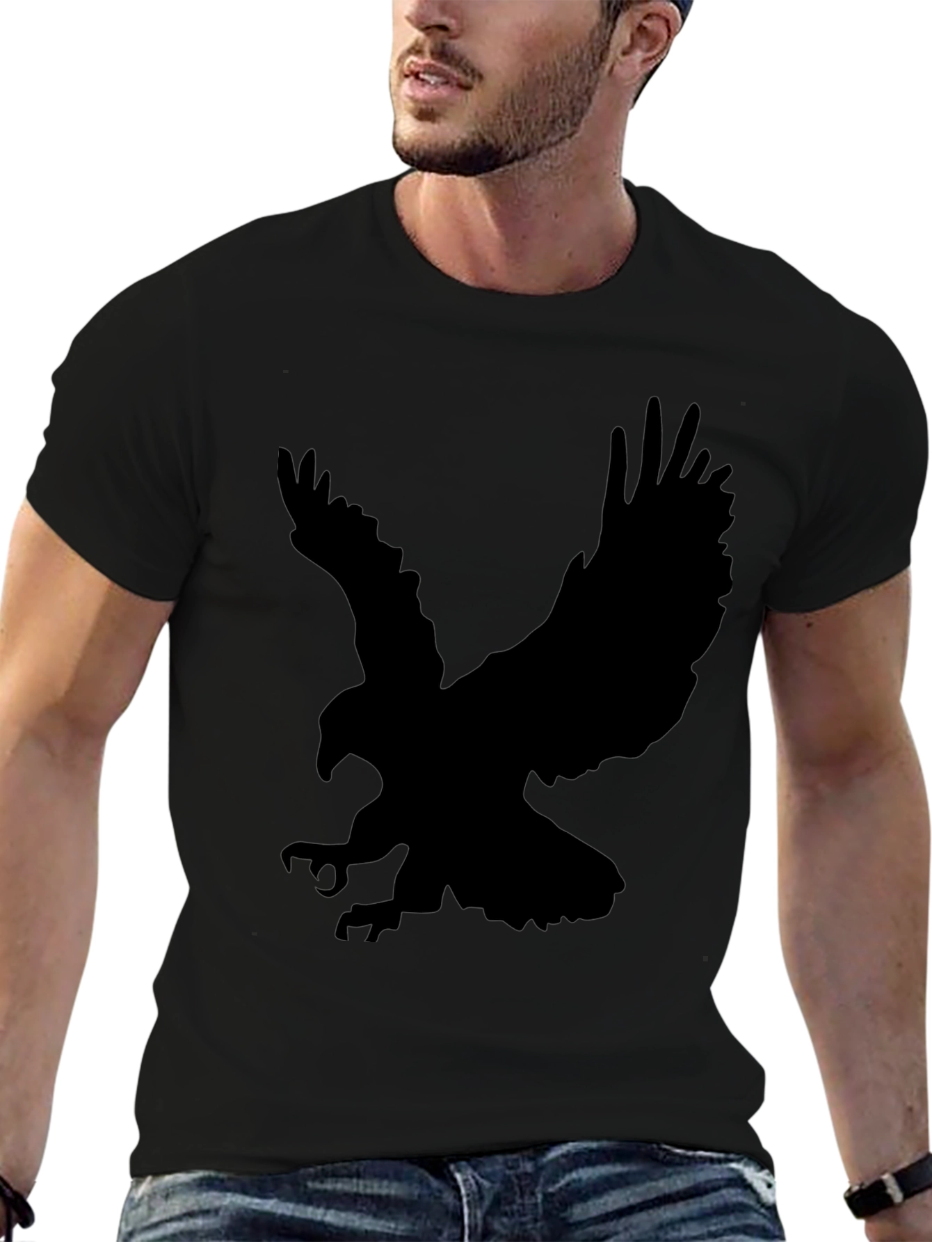 Black Eagle Silhouette Black T-Shirt view 6