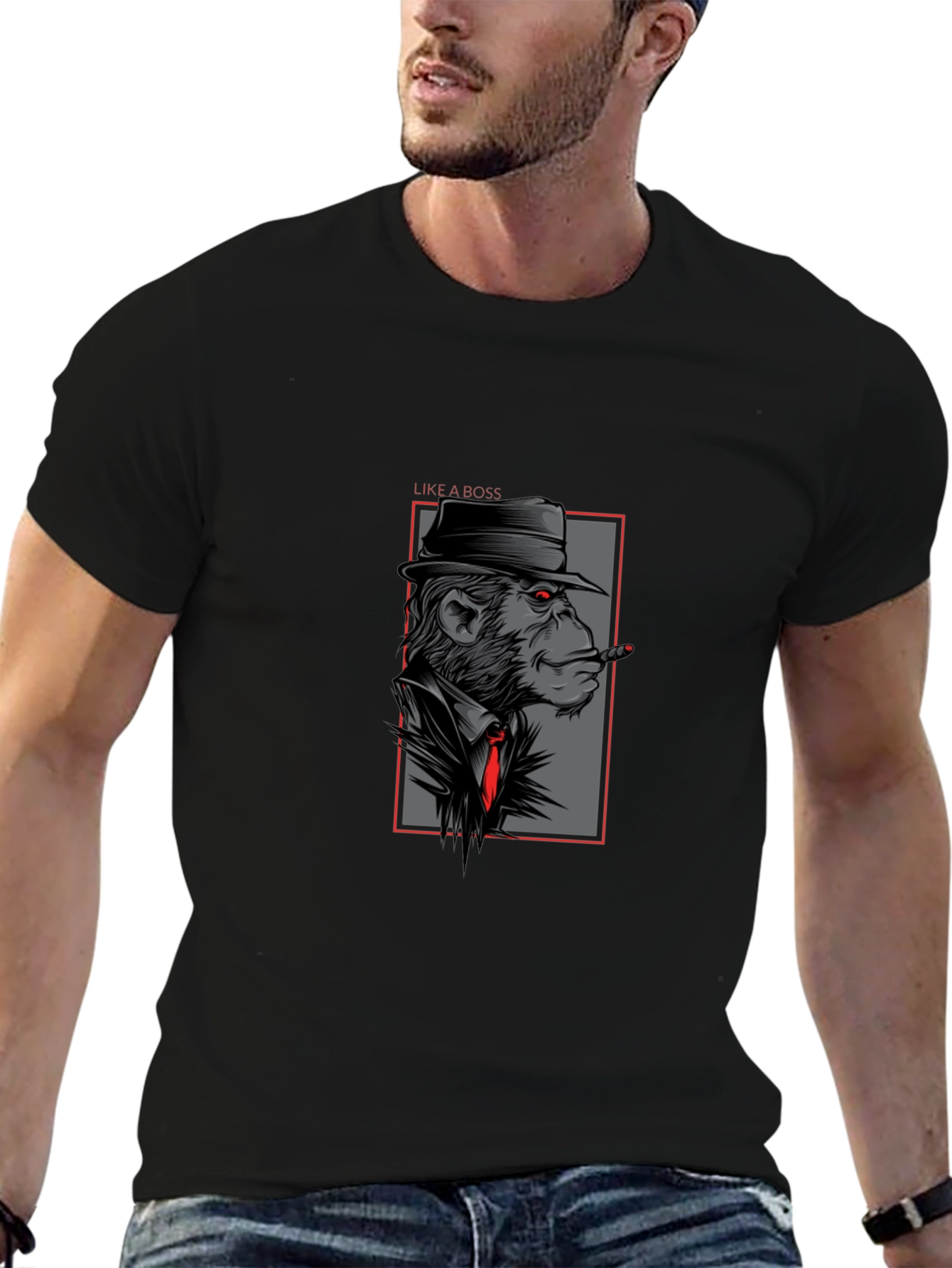Black Monkey Mafia Boss Graphic T-Shirt view 6