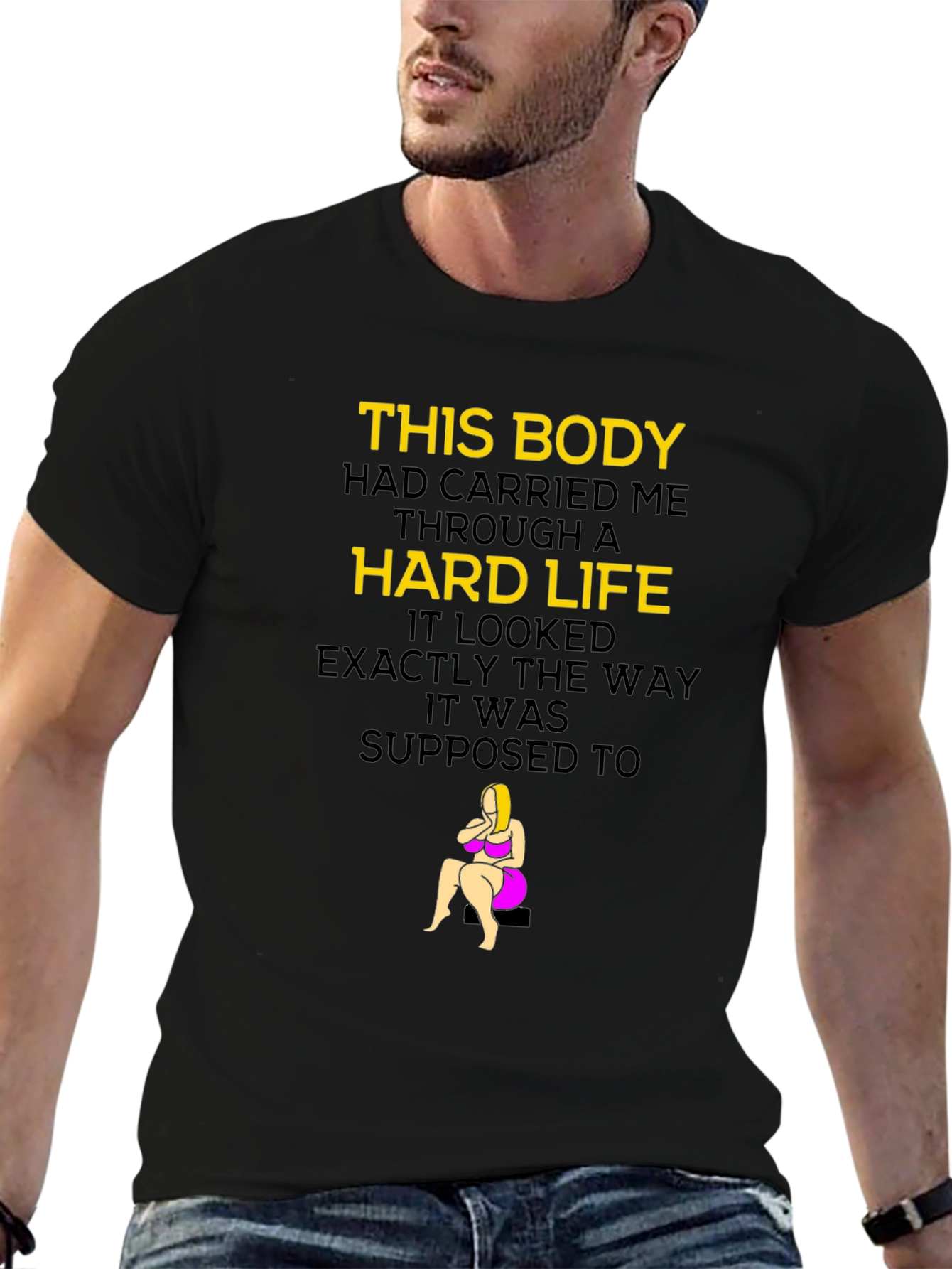 Black "This Body Hard Life" Graphic T-Shirt view 6