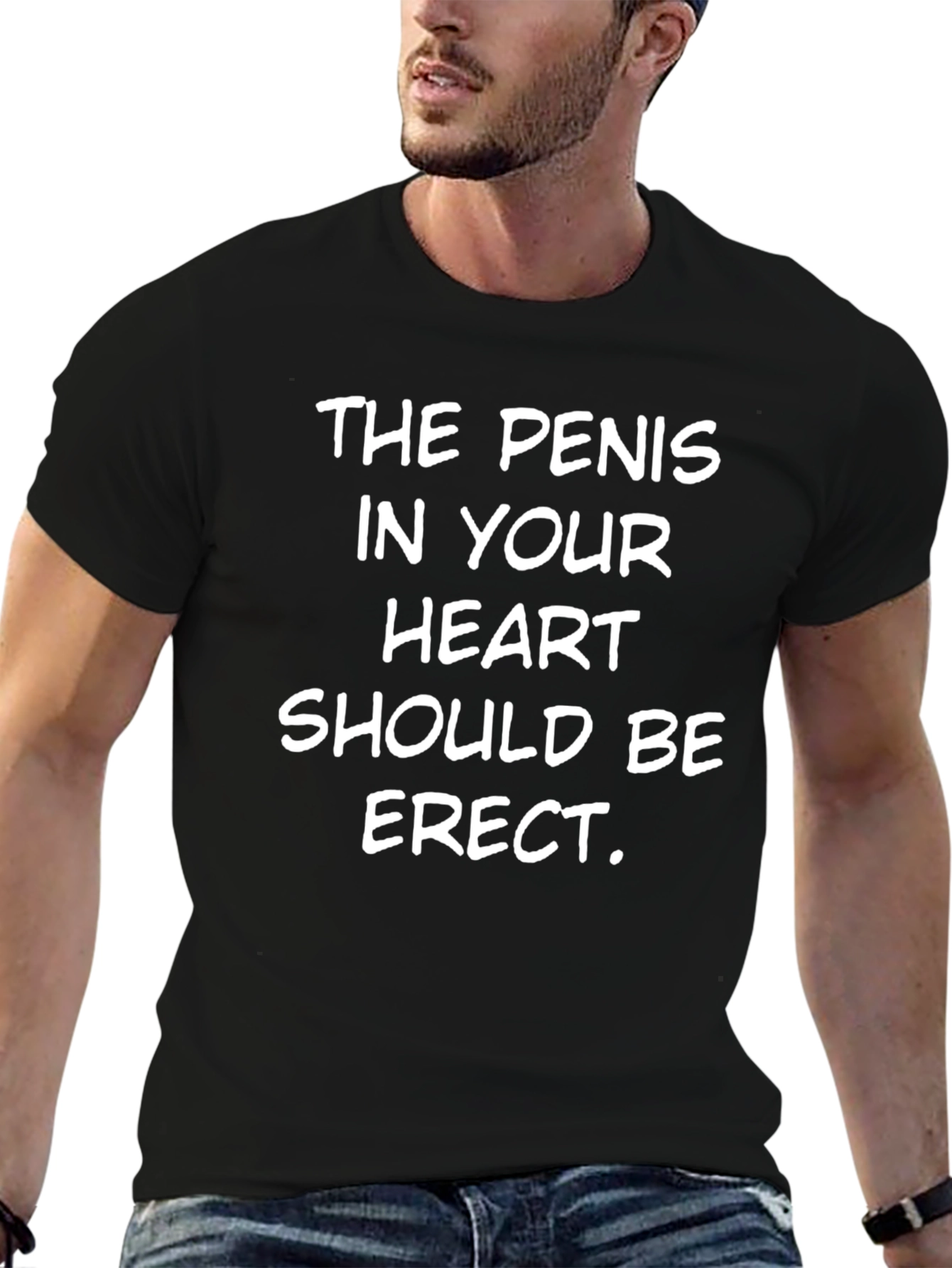 Black Funny Slogan T-Shirt - The Penis In Your Heart view 6