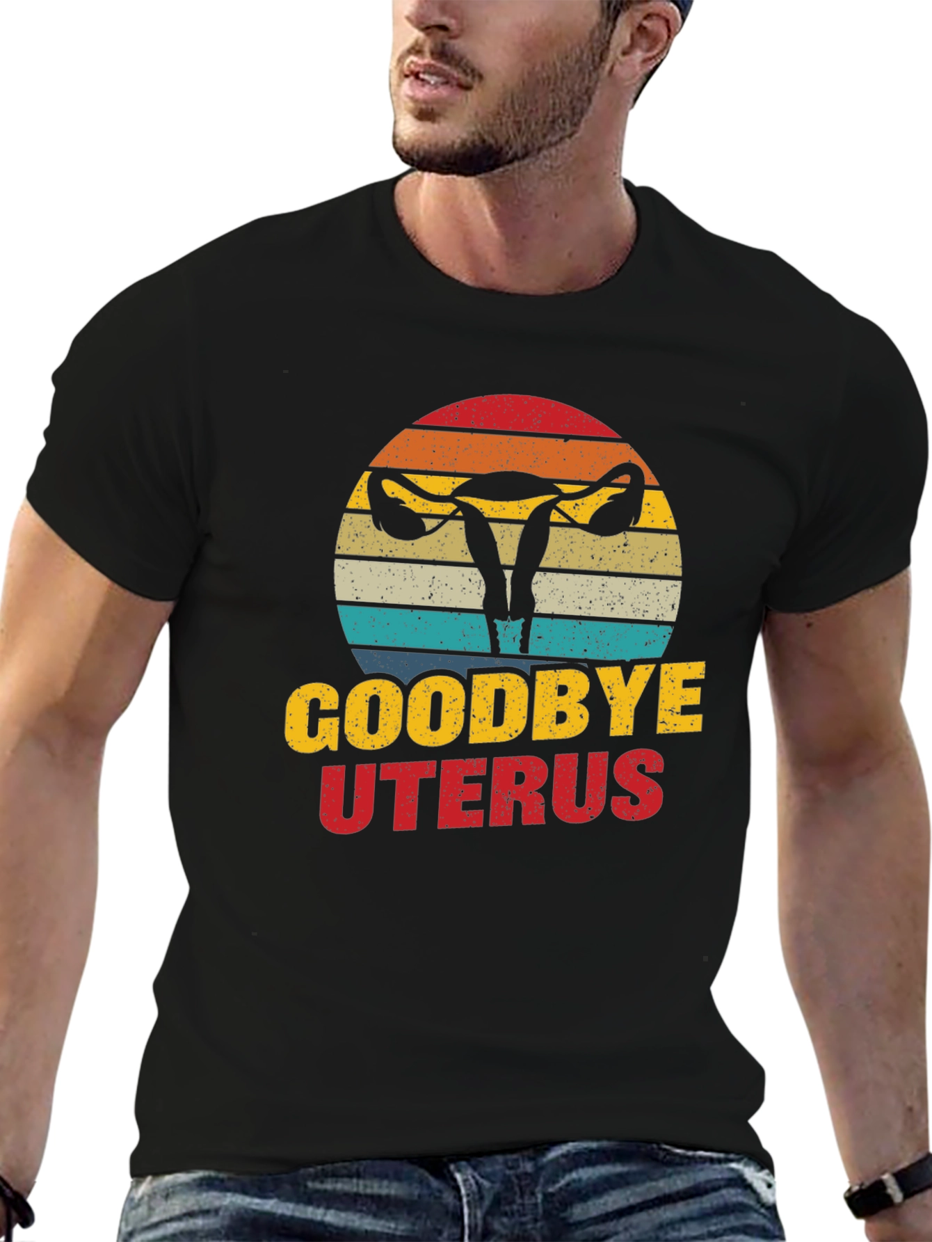 Black Goodbye Uterus Graphic T-Shirt Funny Hysterectomy Tee view 6
