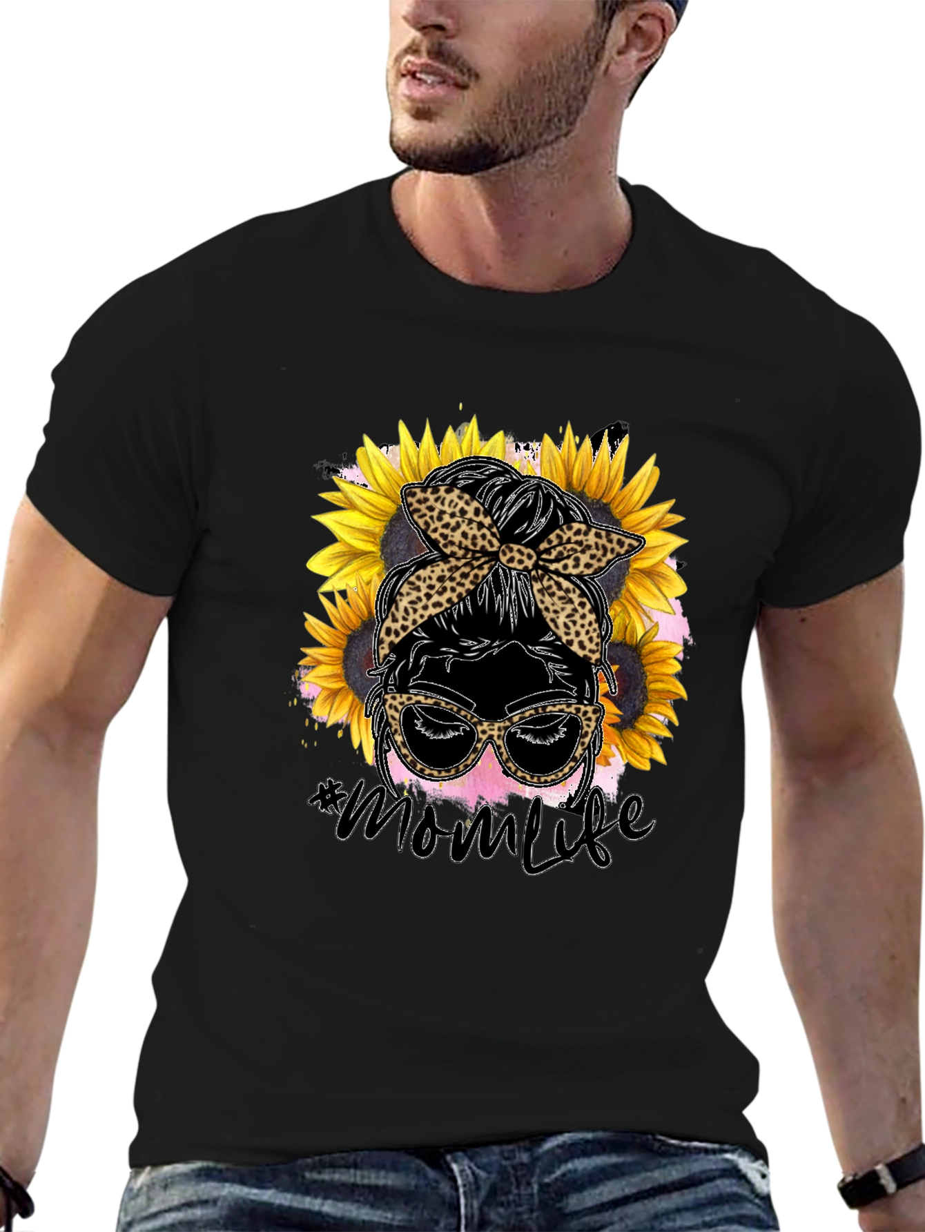 Black Mom Life Sunflower Graphic Tee view 6