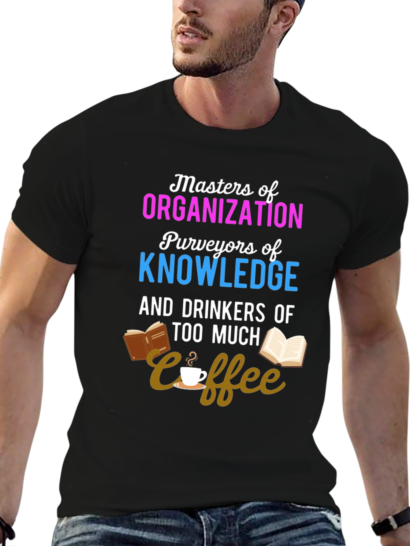 Black Masters of Organization Coffee Lover T-Shirt view 6