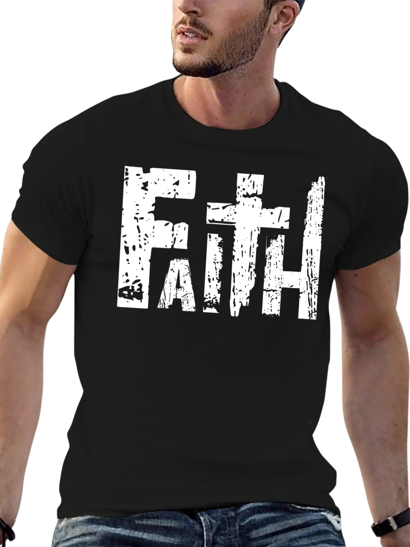 Black Faith Graphic Print Black T-Shirt view 6