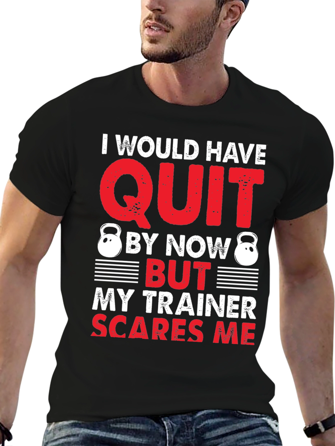 Black Funny Gym Trainer T-Shirt - I Would Have Quit view 6
