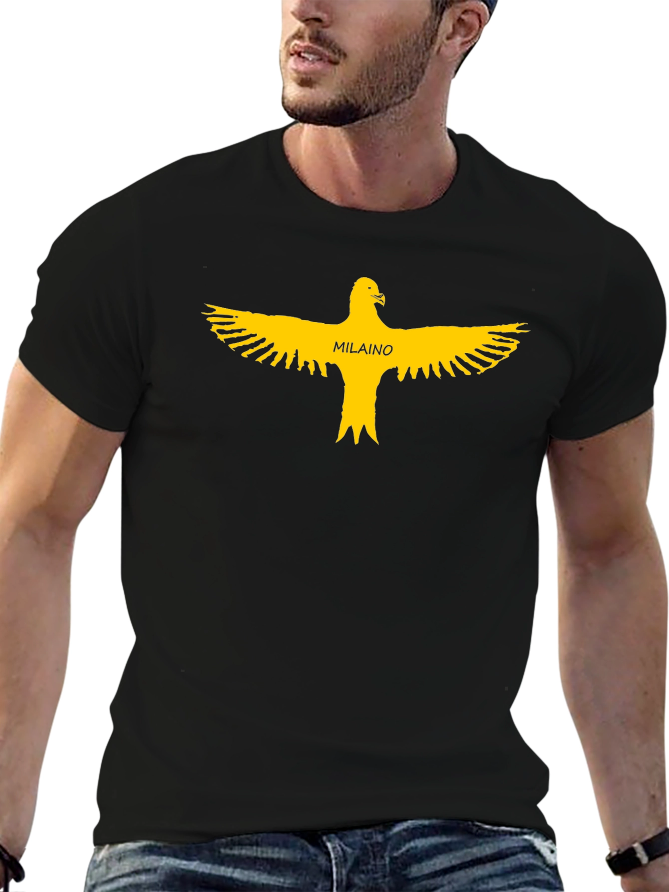 Black Black T-Shirt with Yellow Bird Milano Graphic view 6