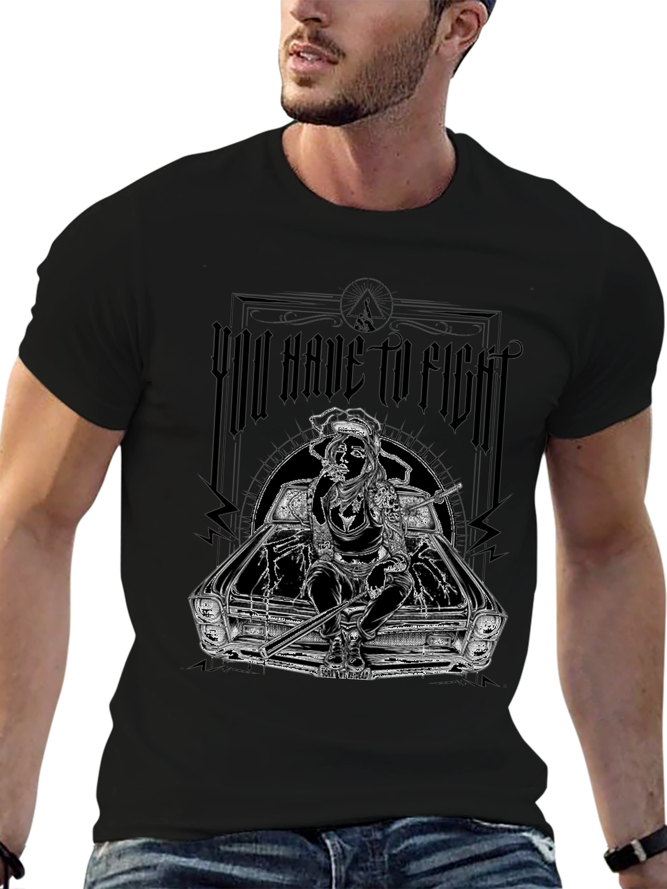 Black You Have To Fight Graphic Tee view 6