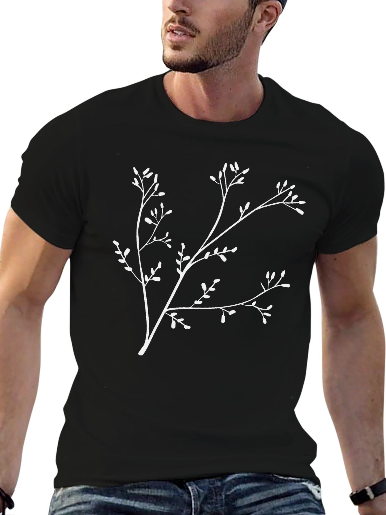 Botanical Print Black T-Shirt - 6