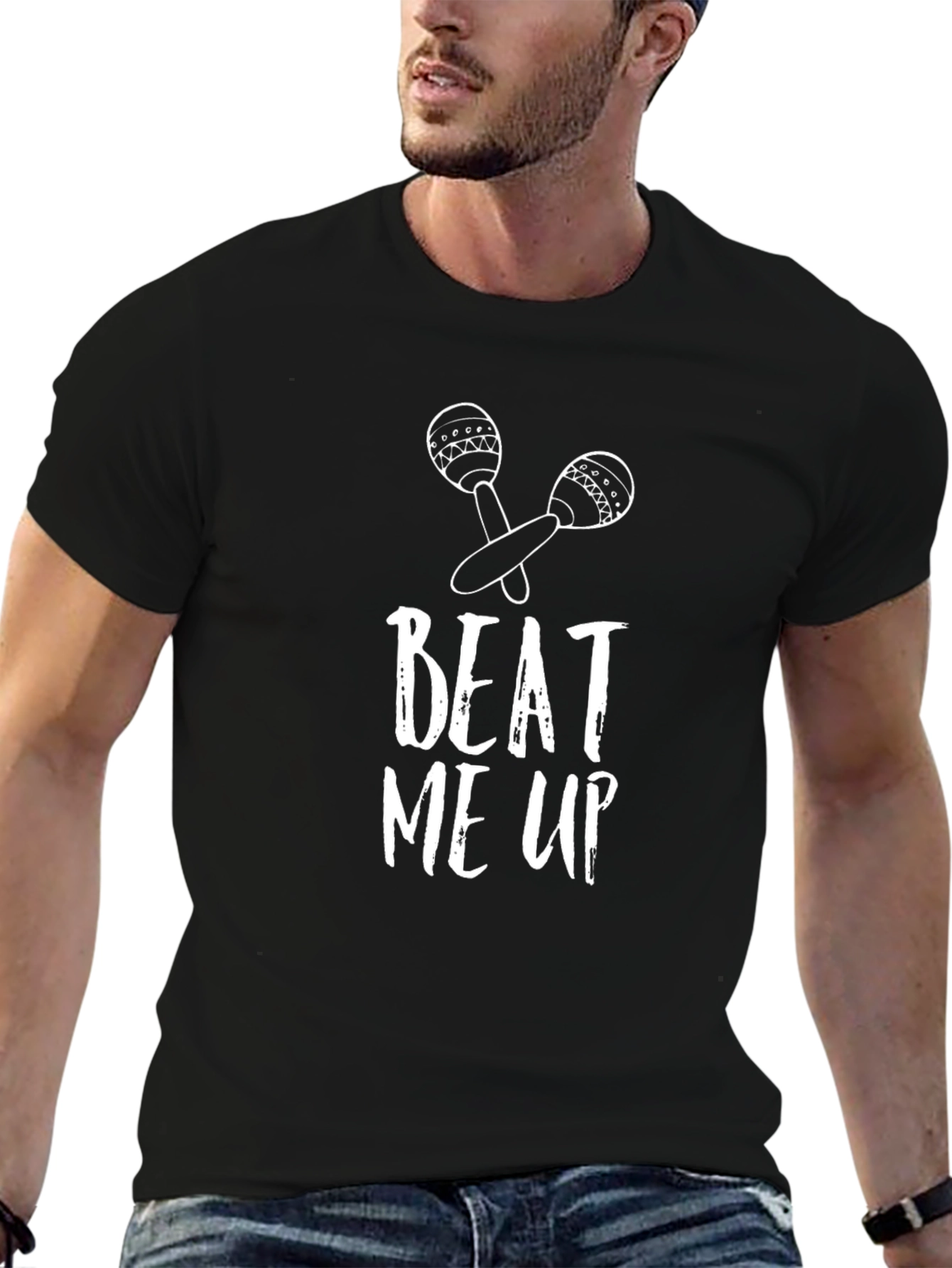 Black Beat Me Up T-Shirt - Funny Music Lover Tee view 6