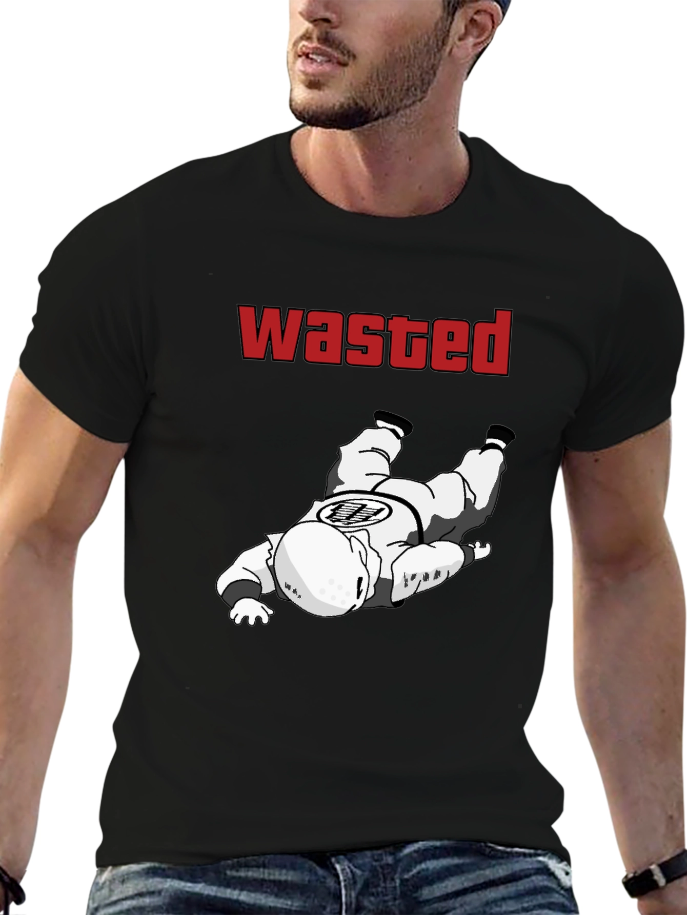 Black Wasted Goku Funny Graphic Tee - Black view 6