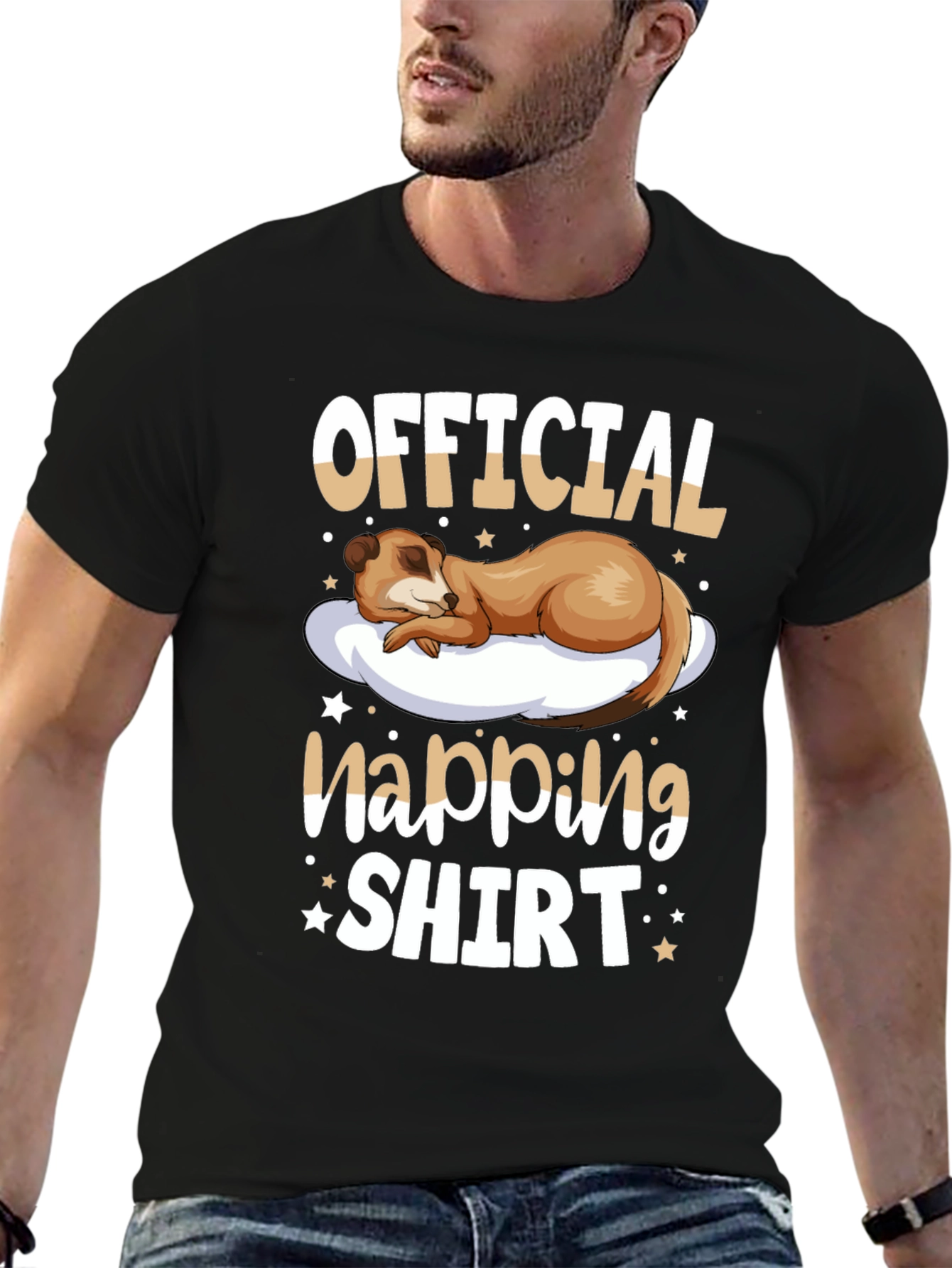 Black Official Napping Shirt - Meerkat Sleep Tee view 6