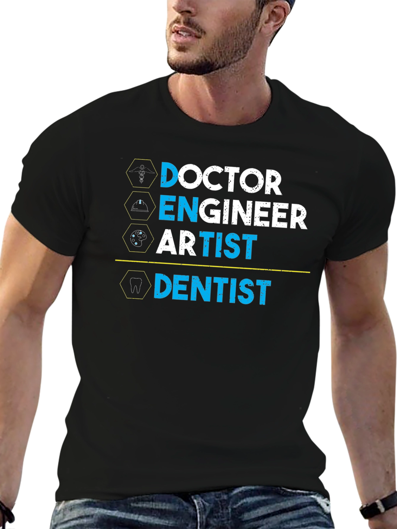 Black Doctor, Engineer, Artist, Dentist Graphic T-Shirt view 6