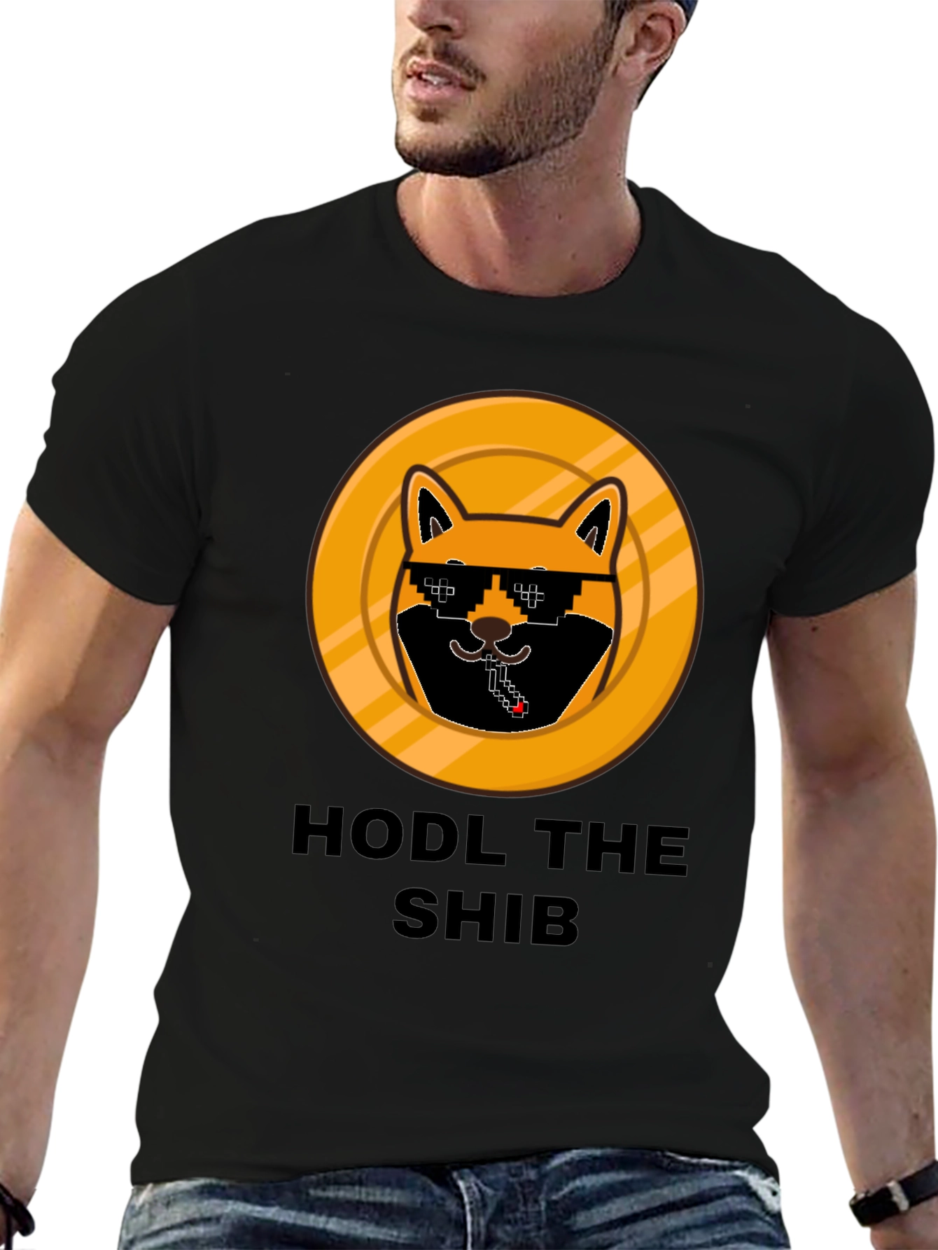 Black HODL THE SHIB Crypto T-Shirt - Black view 6