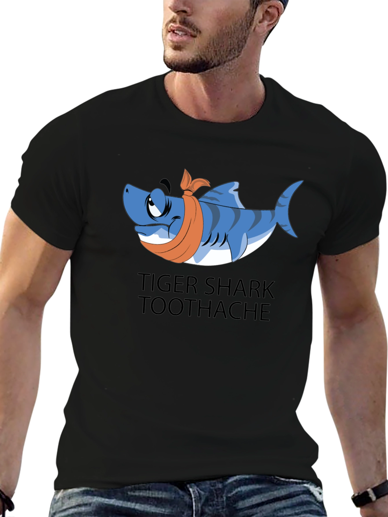 Black Tiger Shark Toothache T-Shirt view 6