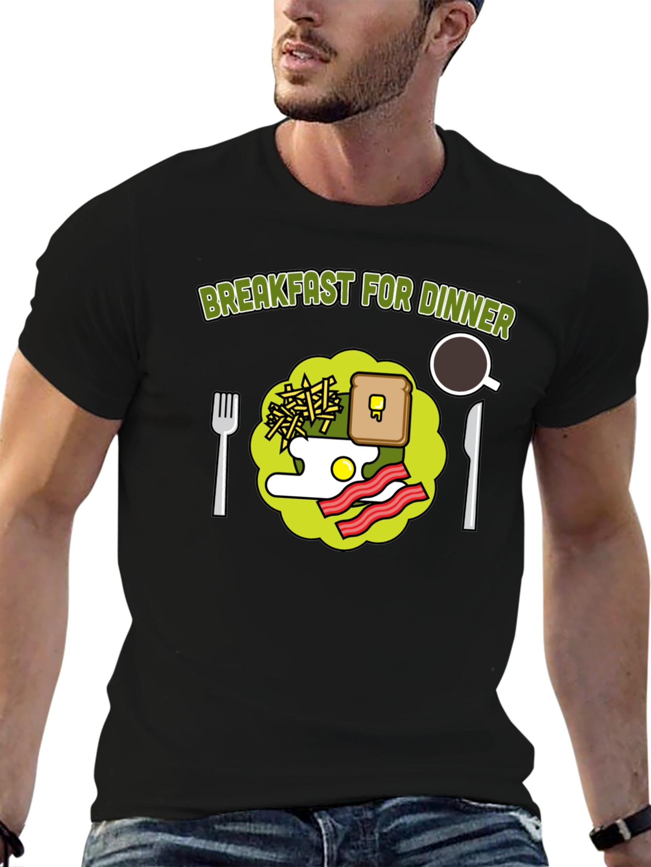 Black Breakfast for Dinner Graphic Tee view 6