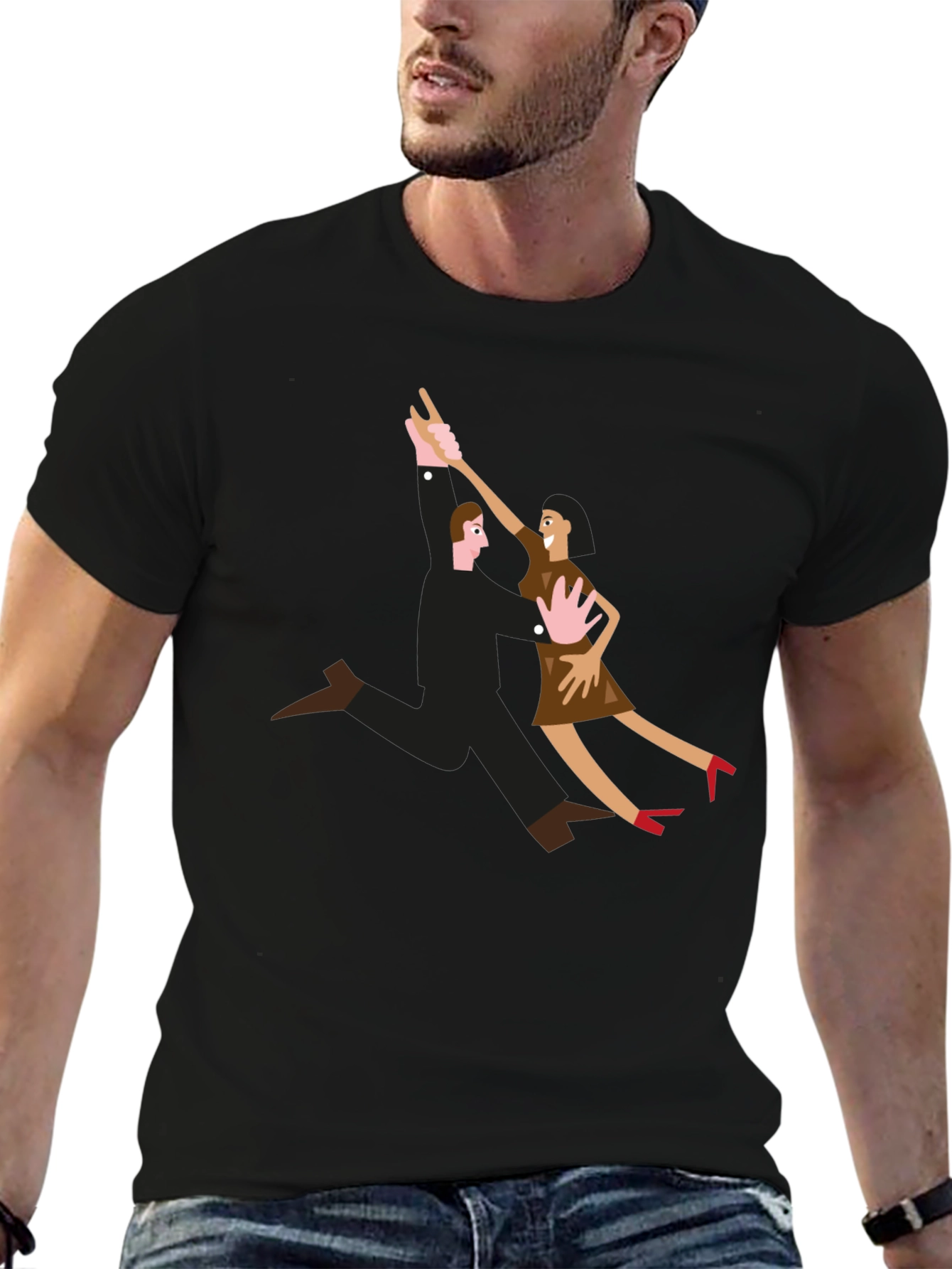 Black Dancing Couple Graphic T-Shirt view 6