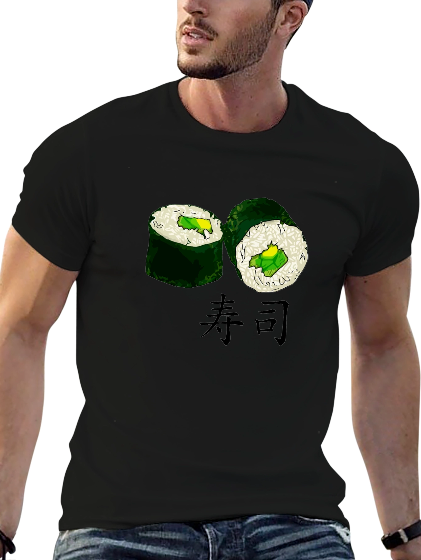 Black Sushi Graphic Black T-Shirt view 6
