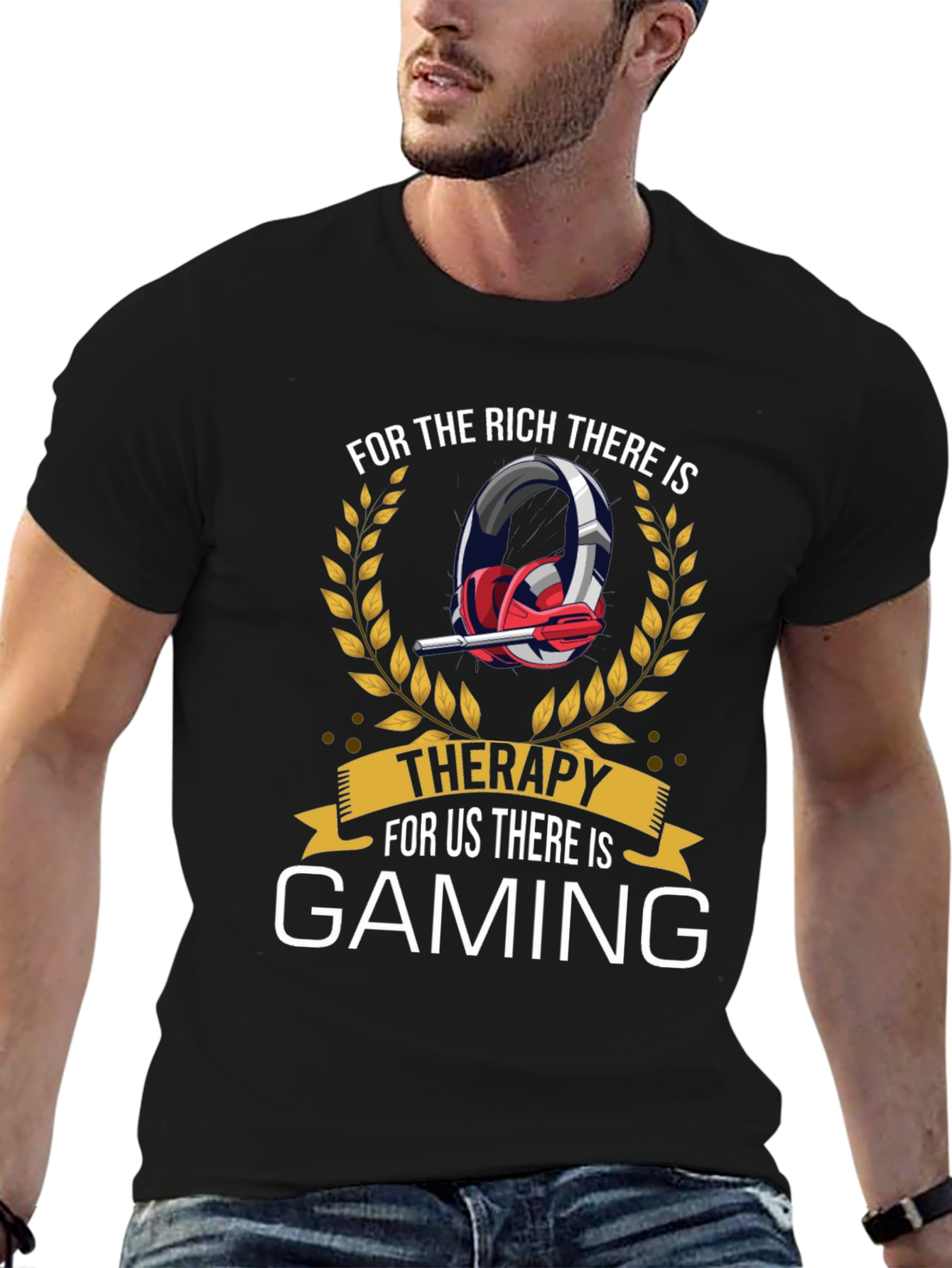 Black Gaming Therapy T-Shirt | Gamer Gift Idea view 6