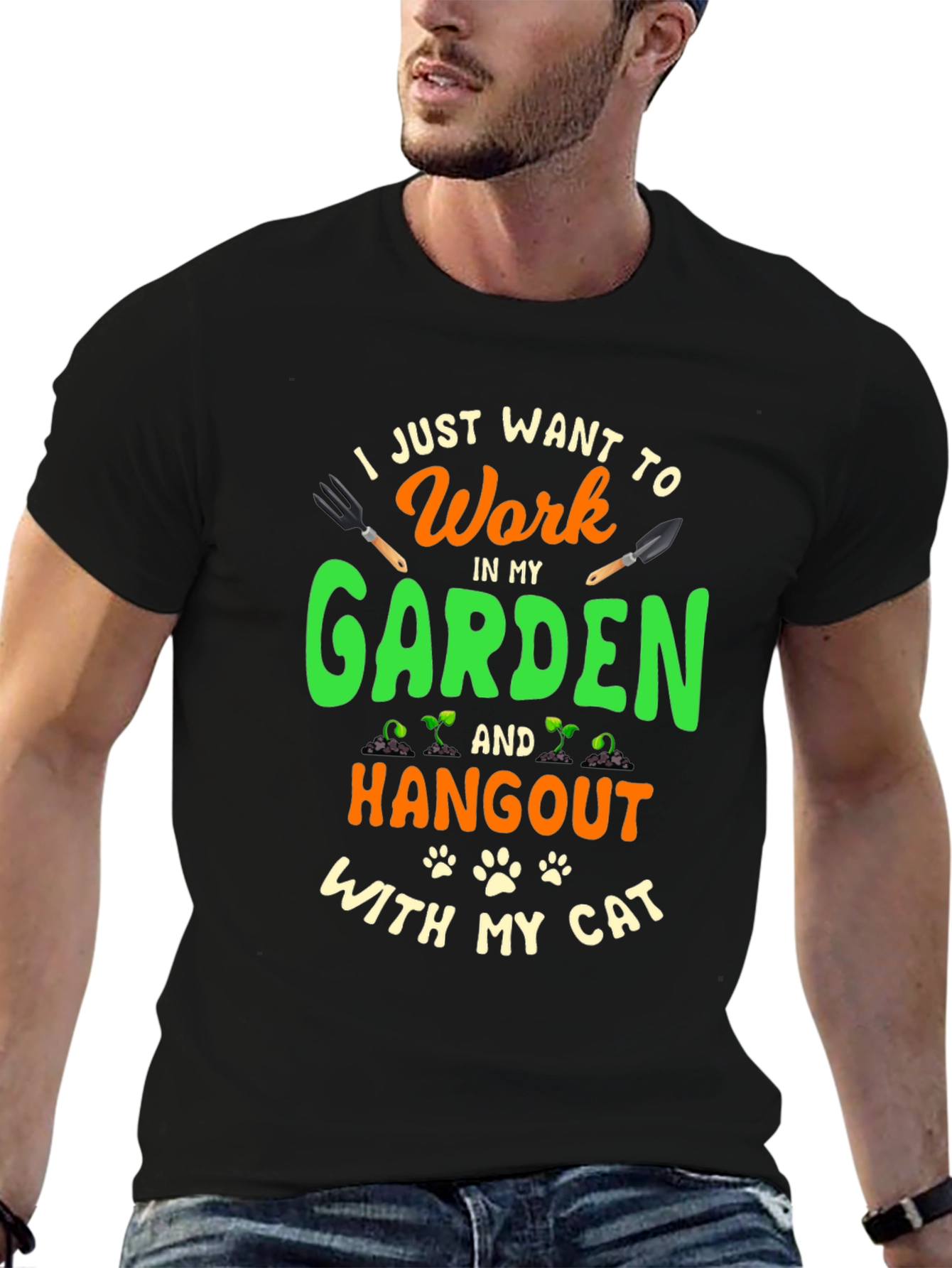 Black I Just Want To Work In My Garden T-Shirt view 6