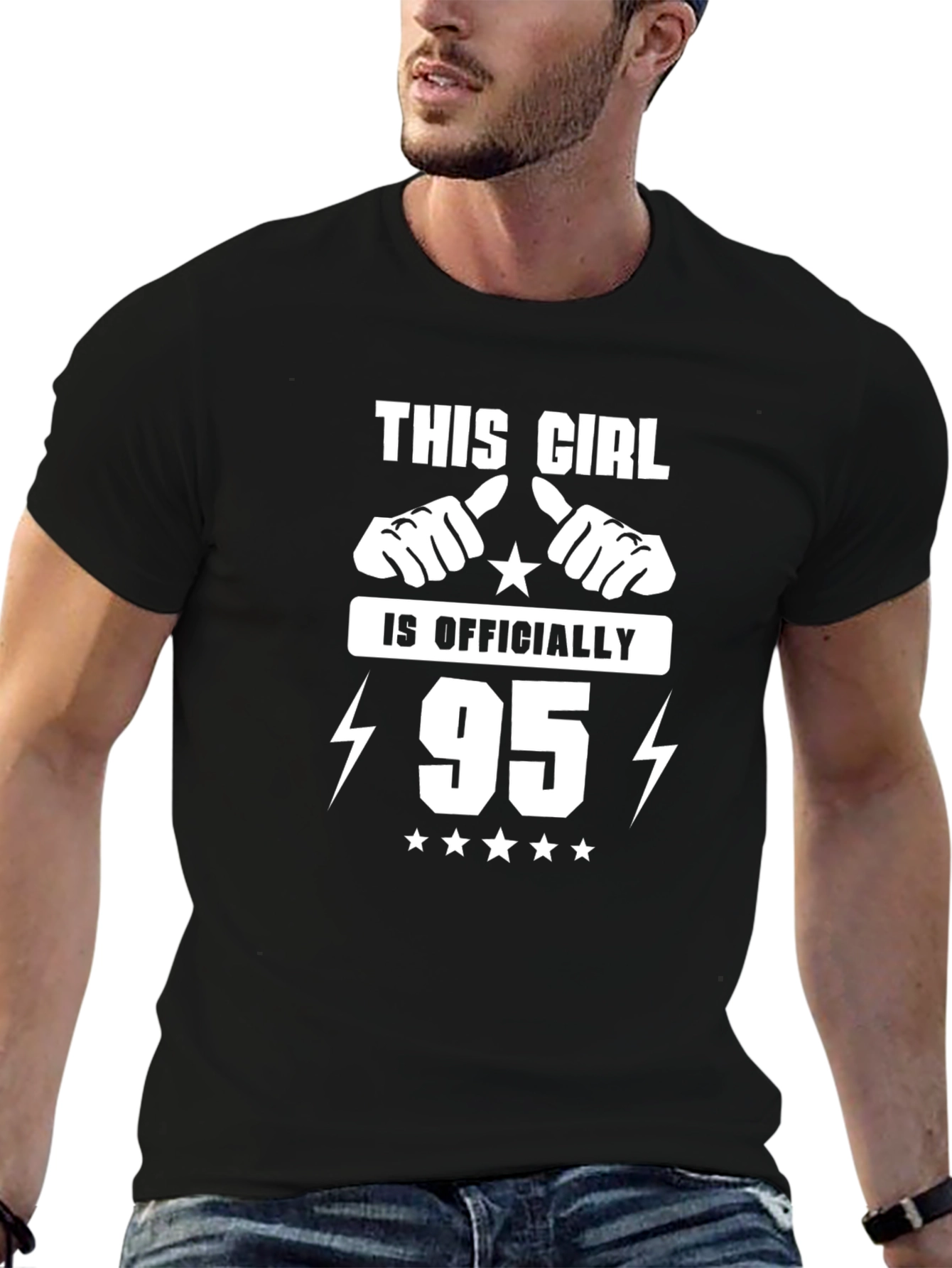 Black This Girl is Officially 95 T-Shirt view 6