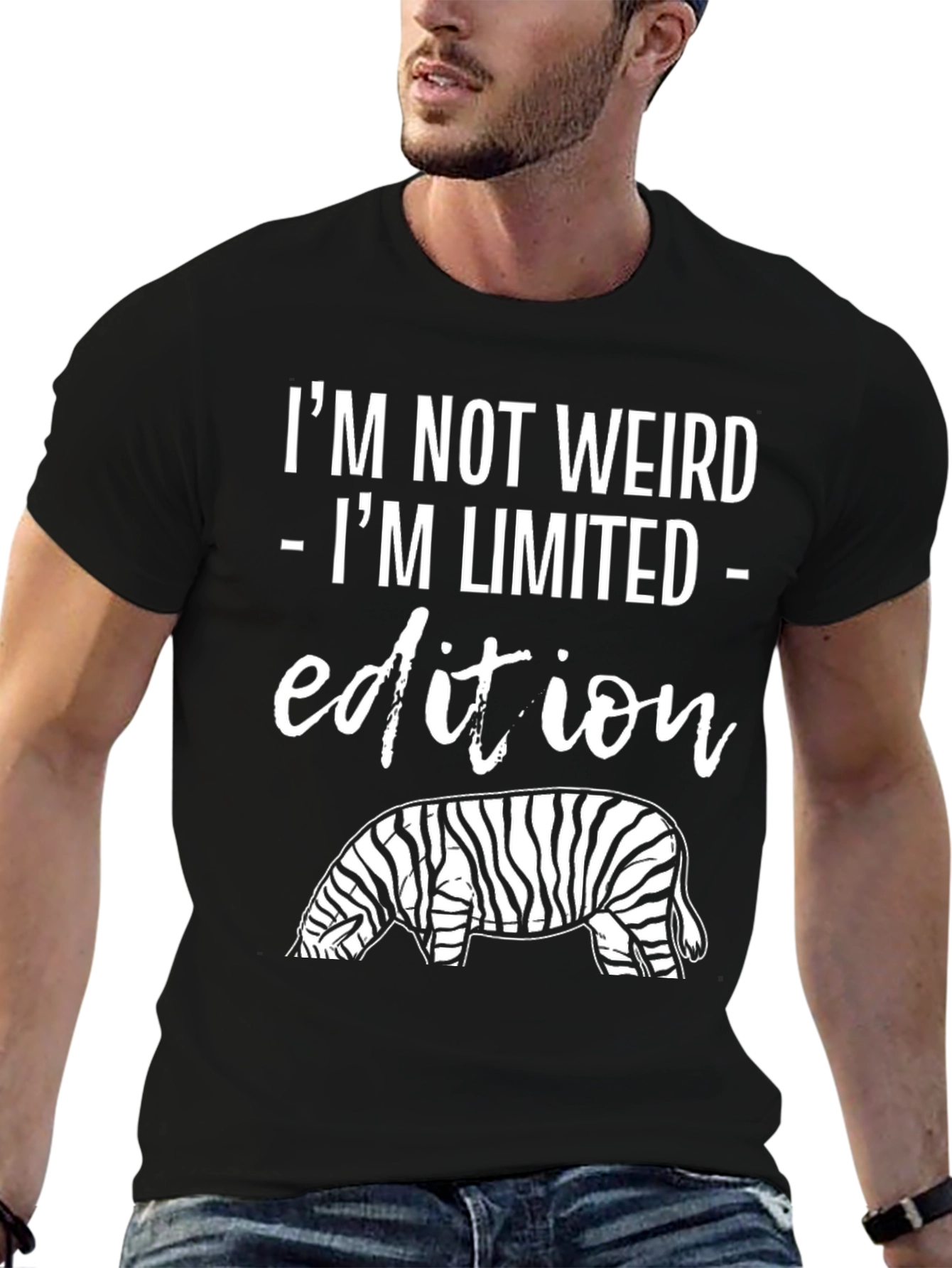 Black I'm Not Weird Limited Edition Zebra Graphic T-Shirt view 6