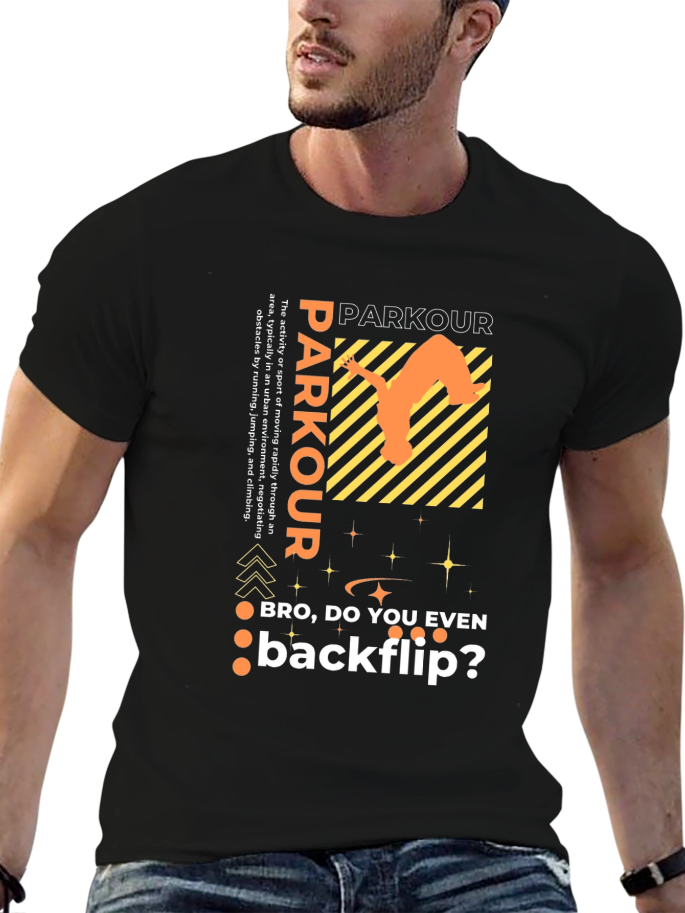 Black Parkour Backflip Graphic Tee - Urban Sport Style view 6