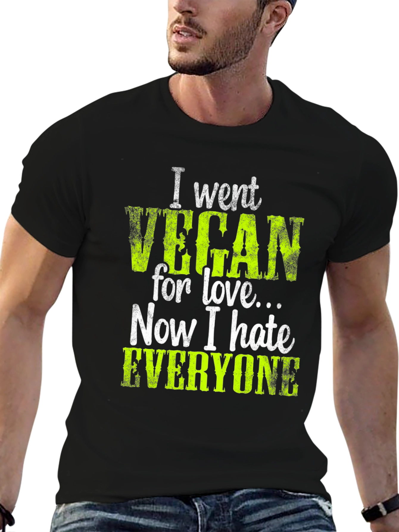 Black Vegan Hate Everyone Graphic T-Shirt view 6