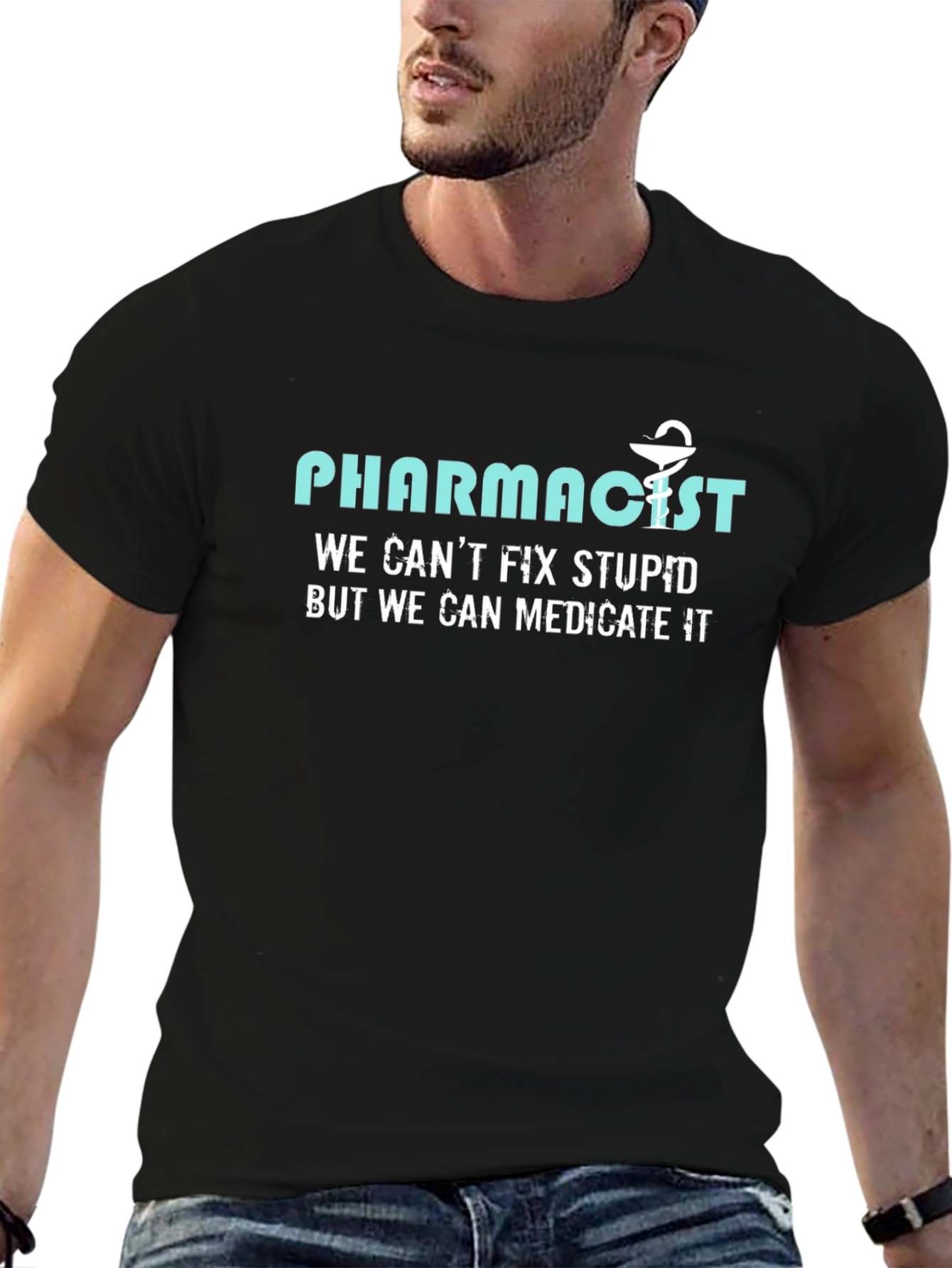Black Pharmacist Humor Tee - Medicate It T-Shirt view 6