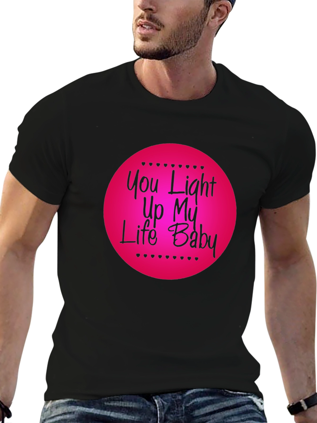 Black You Light Up My Life Baby T-Shirt - Romantic Graphic Tee view 6