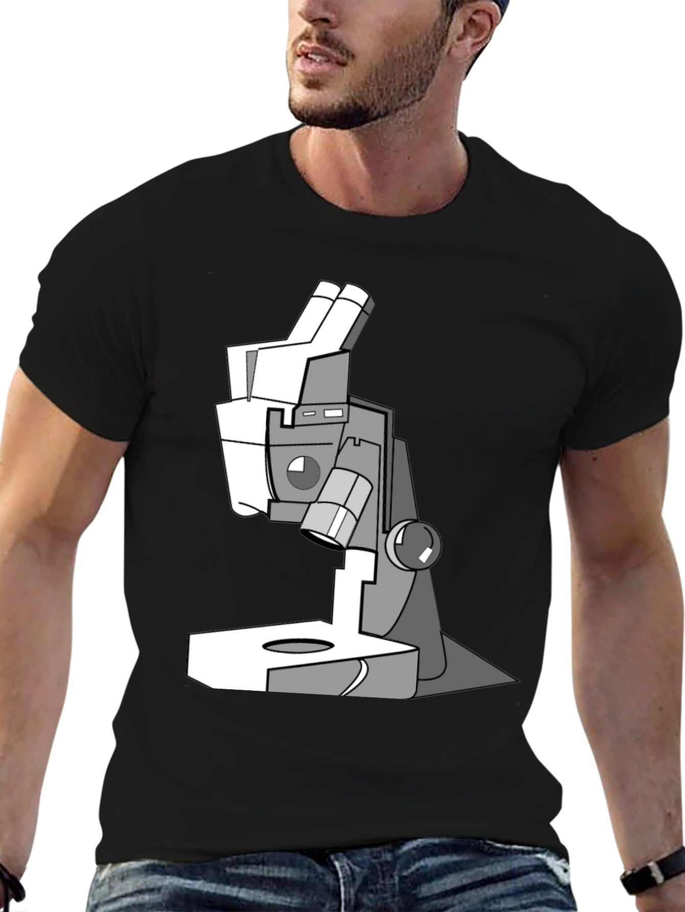 Black Science Microscope Graphic T-Shirt - Black view 6