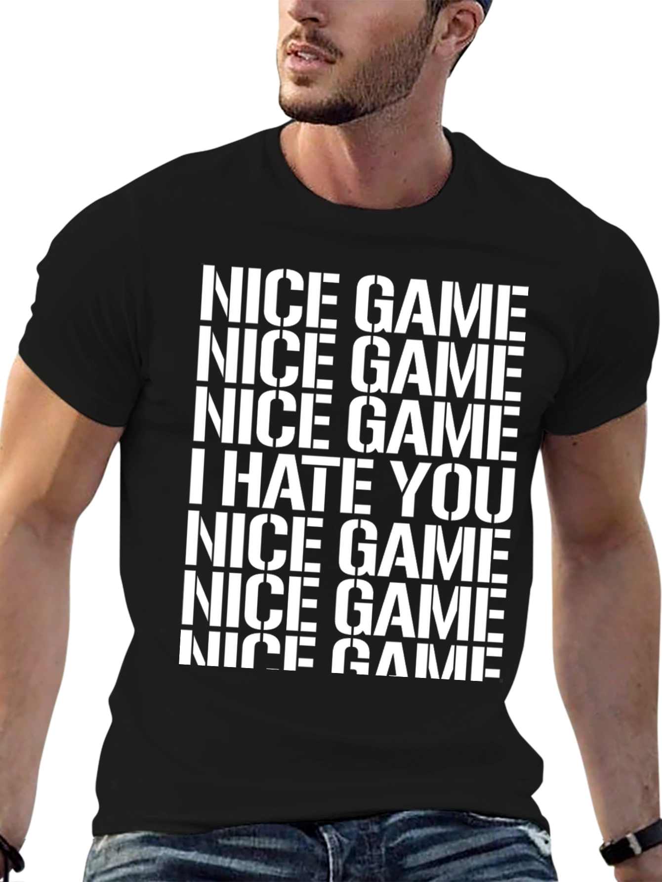 Black Nice Game, I Hate You Graphic Tee view 6