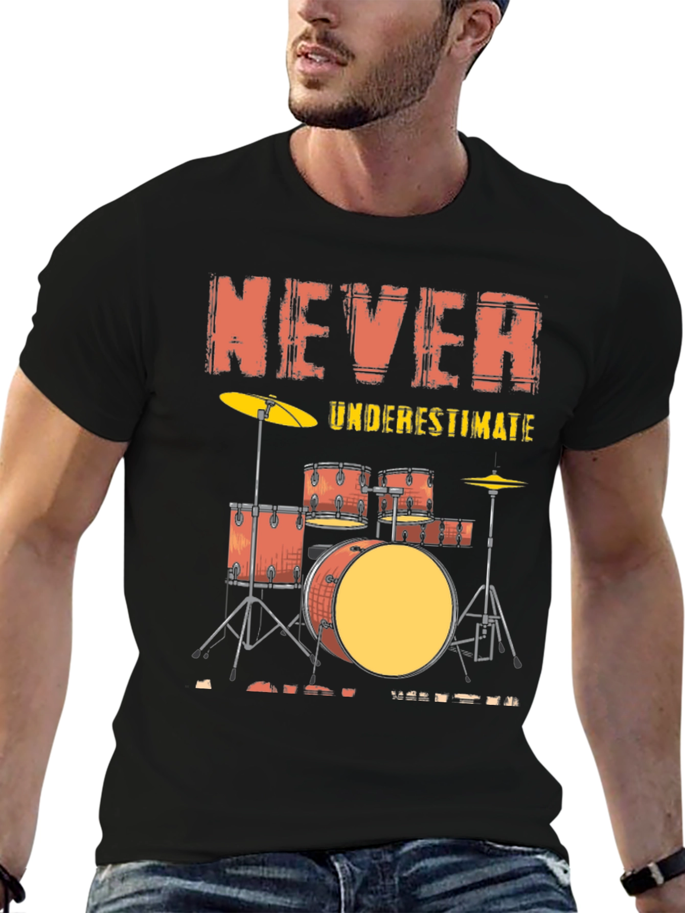 Black Never Underestimate a Drummer T-Shirt view 6