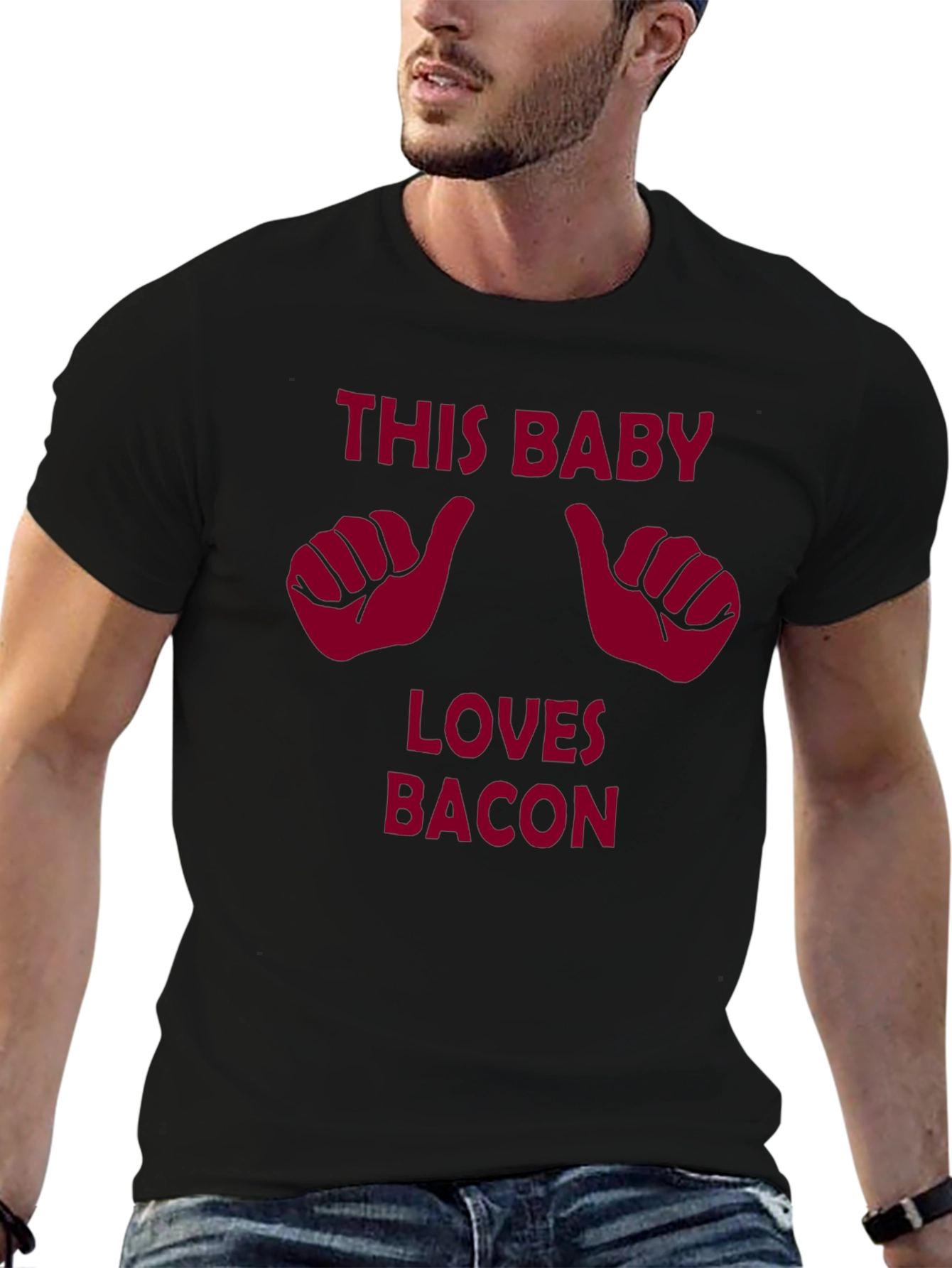 Black This Baby Loves Bacon Graphic Tee view 6