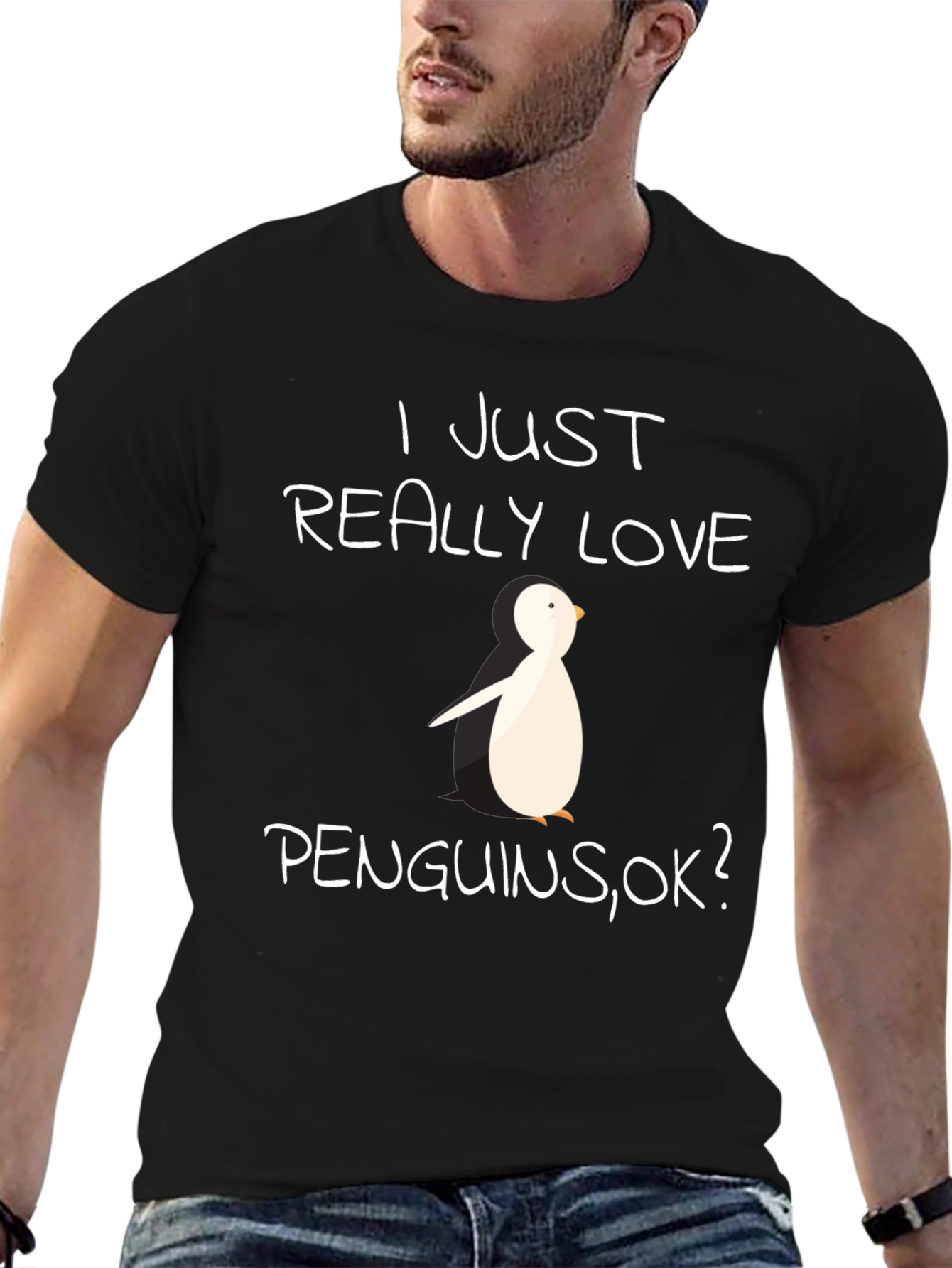 Black Penguin Lover T-Shirt - I Just Really Love Penguins view 6