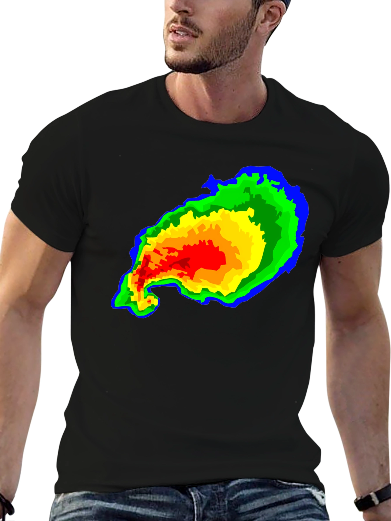 Black Weather Radar Graphic T-Shirt view 6