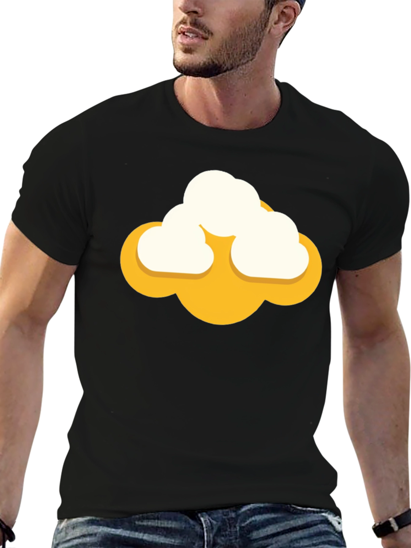 Black Cartoon Cloud Graphic Tee - Mens Black Short Sleeve Shirt view 6
