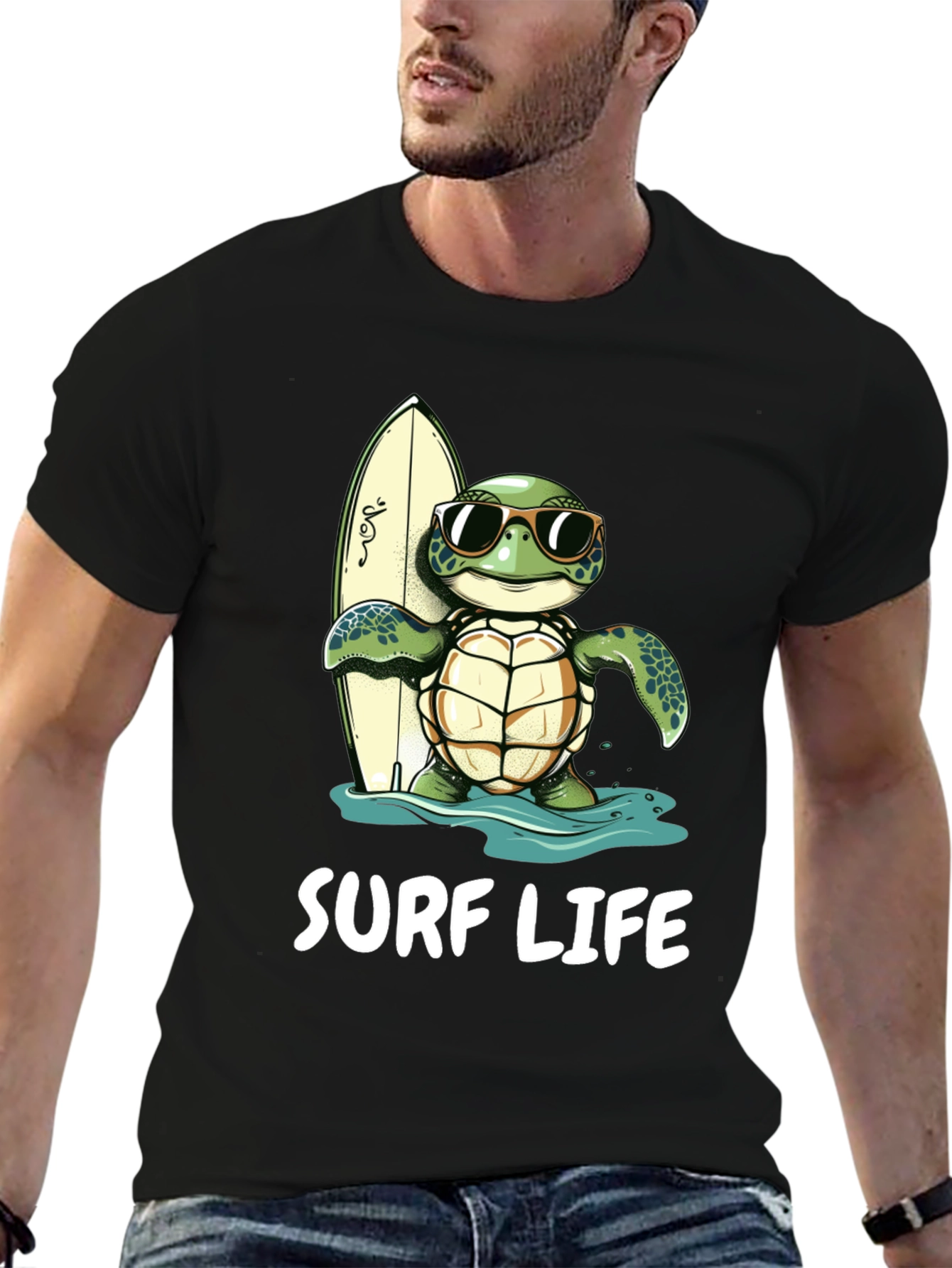 Black Surf Life Turtle Graphic Tee - Beach Ready! view 6