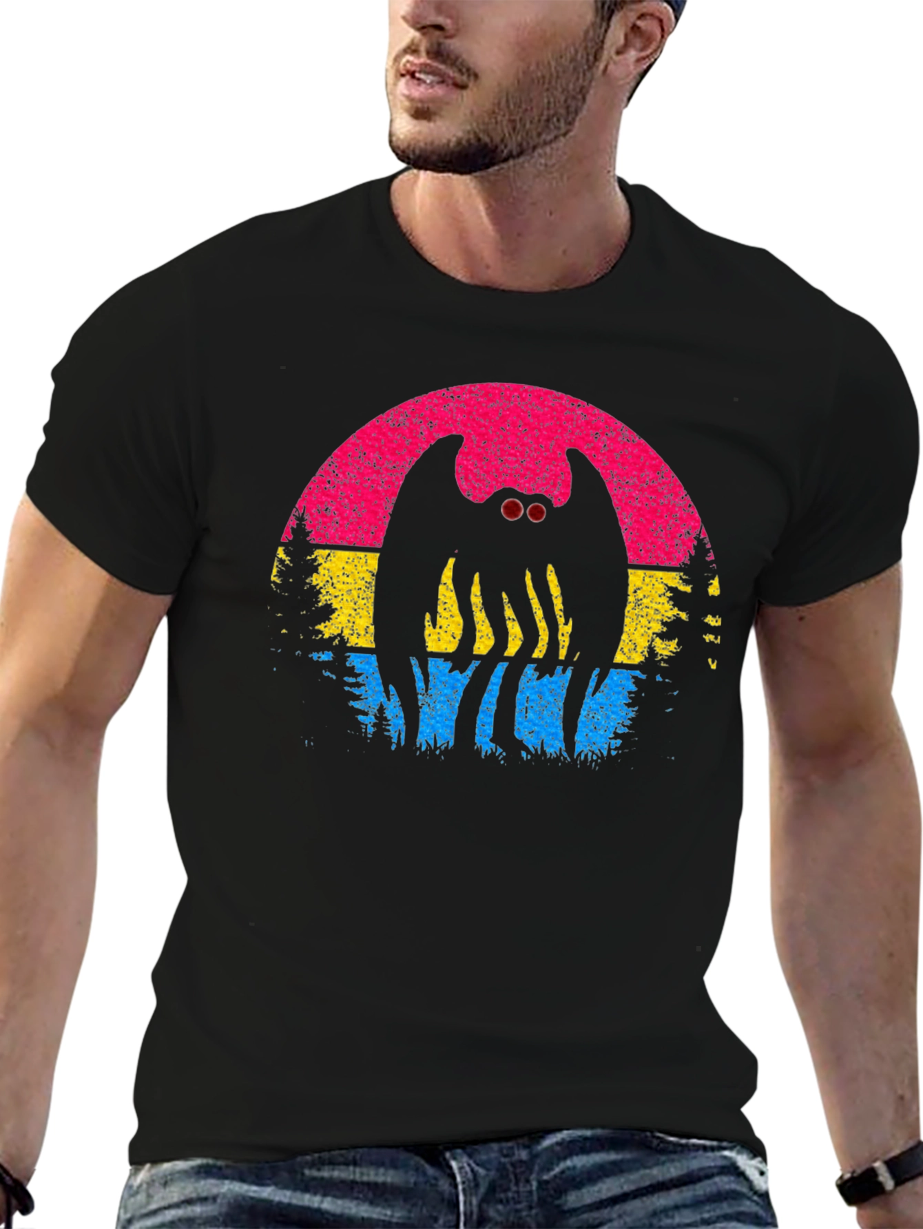 Mothman Pansexual Pride T-Shirt - Cryptid Sunset Tee - 6