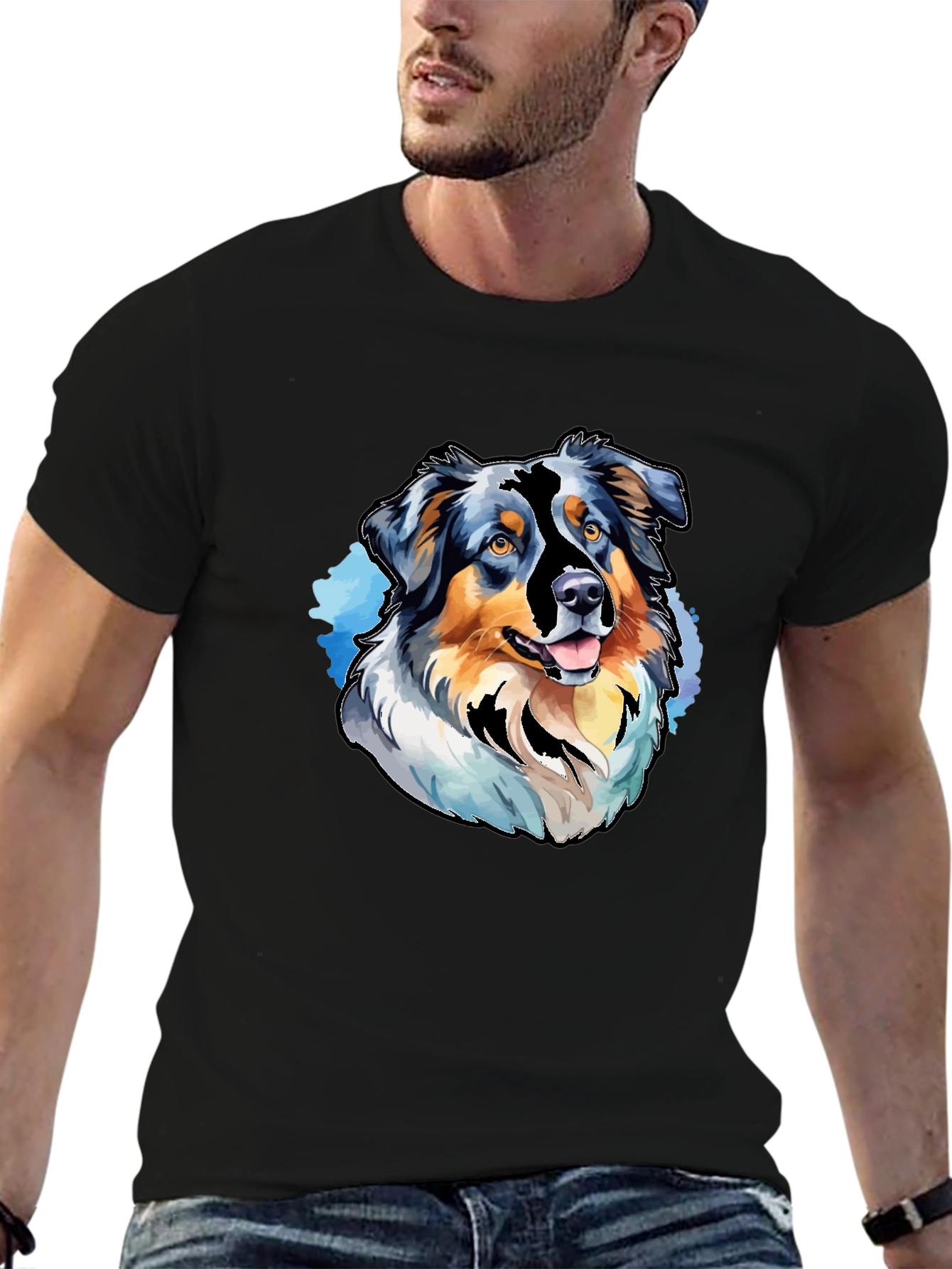 Black Dog Breed Graphic Tee - Black Casual T-Shirt view 6
